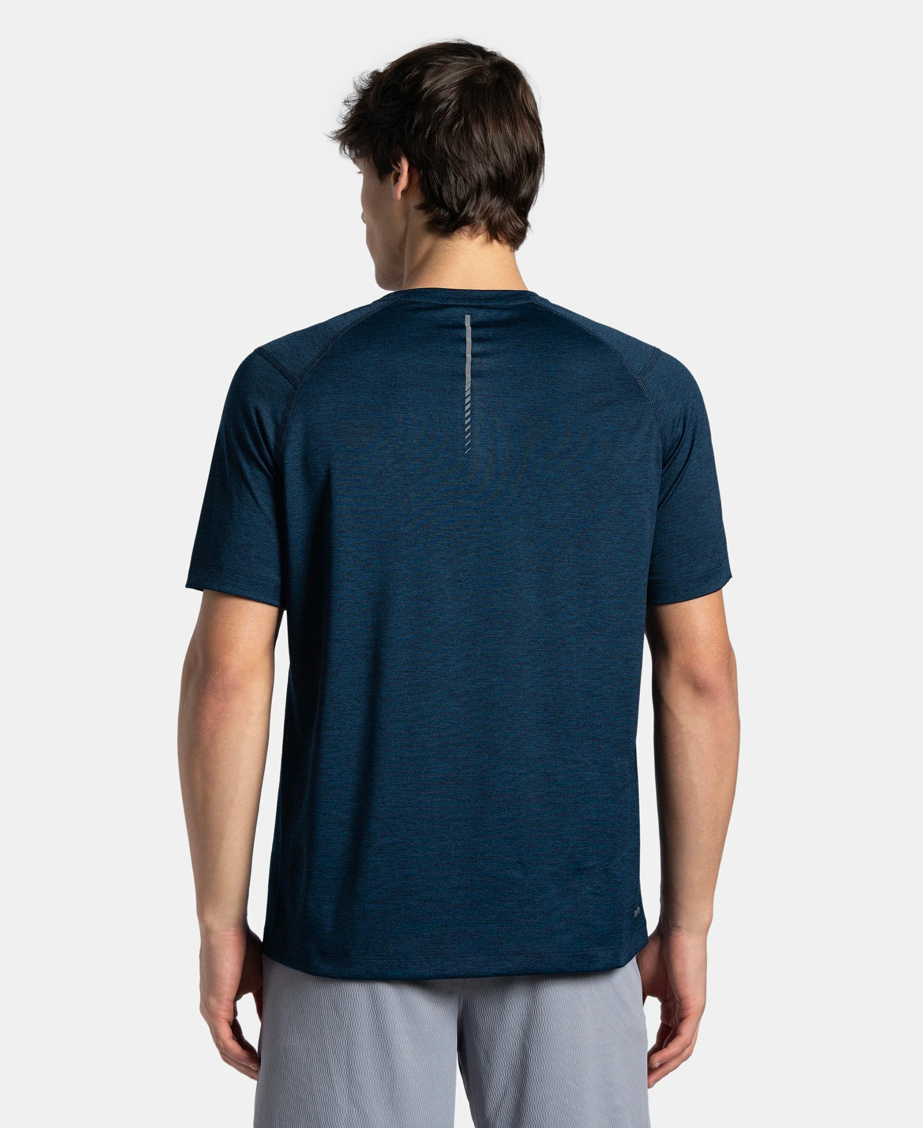 Microfiber Fabric Round Neck Half Sleeve T-Shirt with StayDry Tech - Navy Melange - Image 3