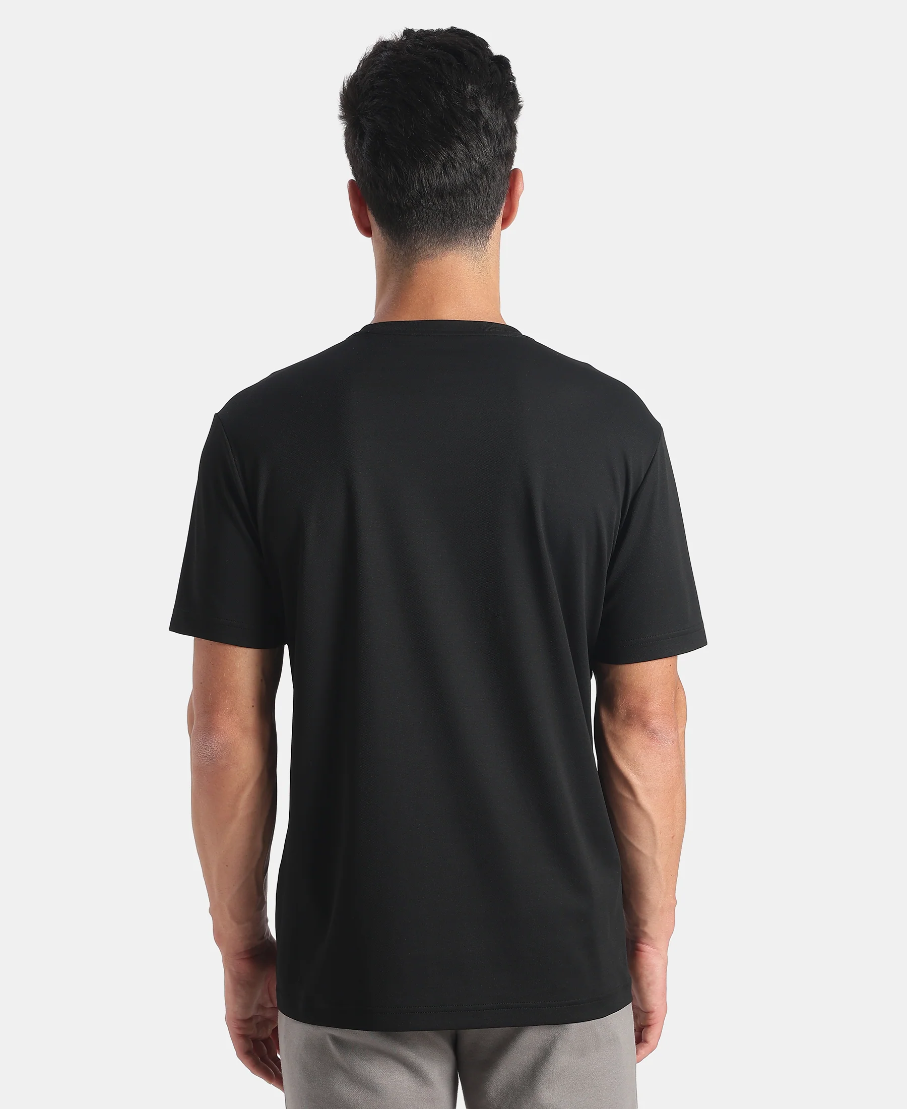 Microfiber Fabric Round Neck Half Sleeve T-Shirt with StayFresh Treatment - Black - Image 3