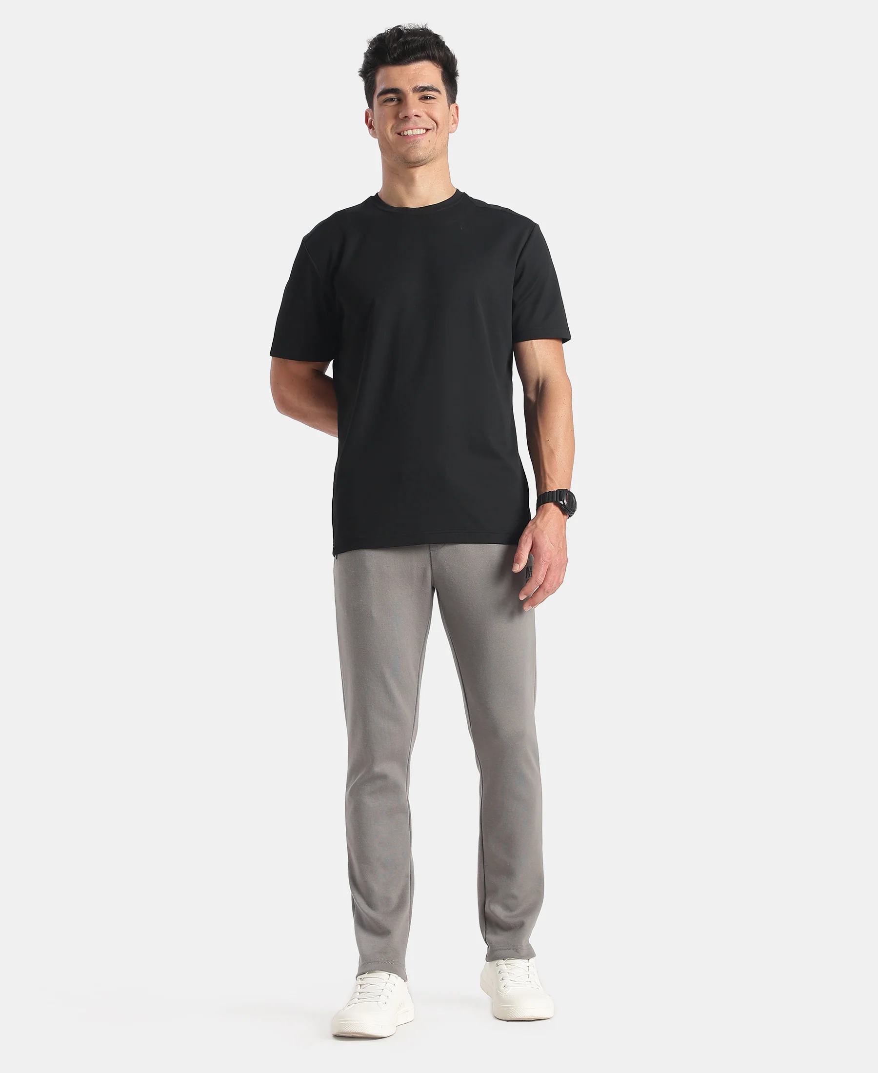 Microfiber Fabric Round Neck Half Sleeve T-Shirt with StayFresh Treatment - Black - Image 4