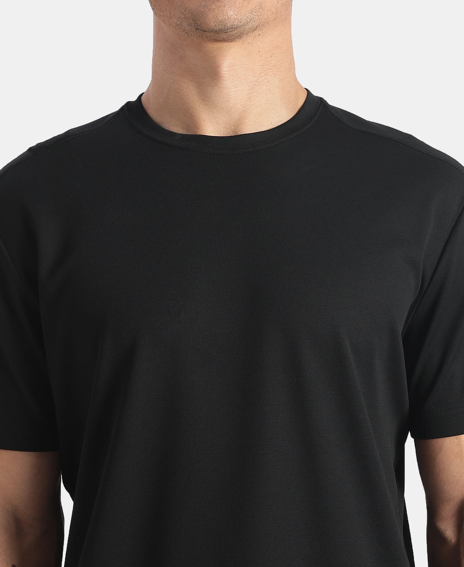 Microfiber Fabric Round Neck Half Sleeve T-Shirt with StayFresh Treatment - Black - Image 7