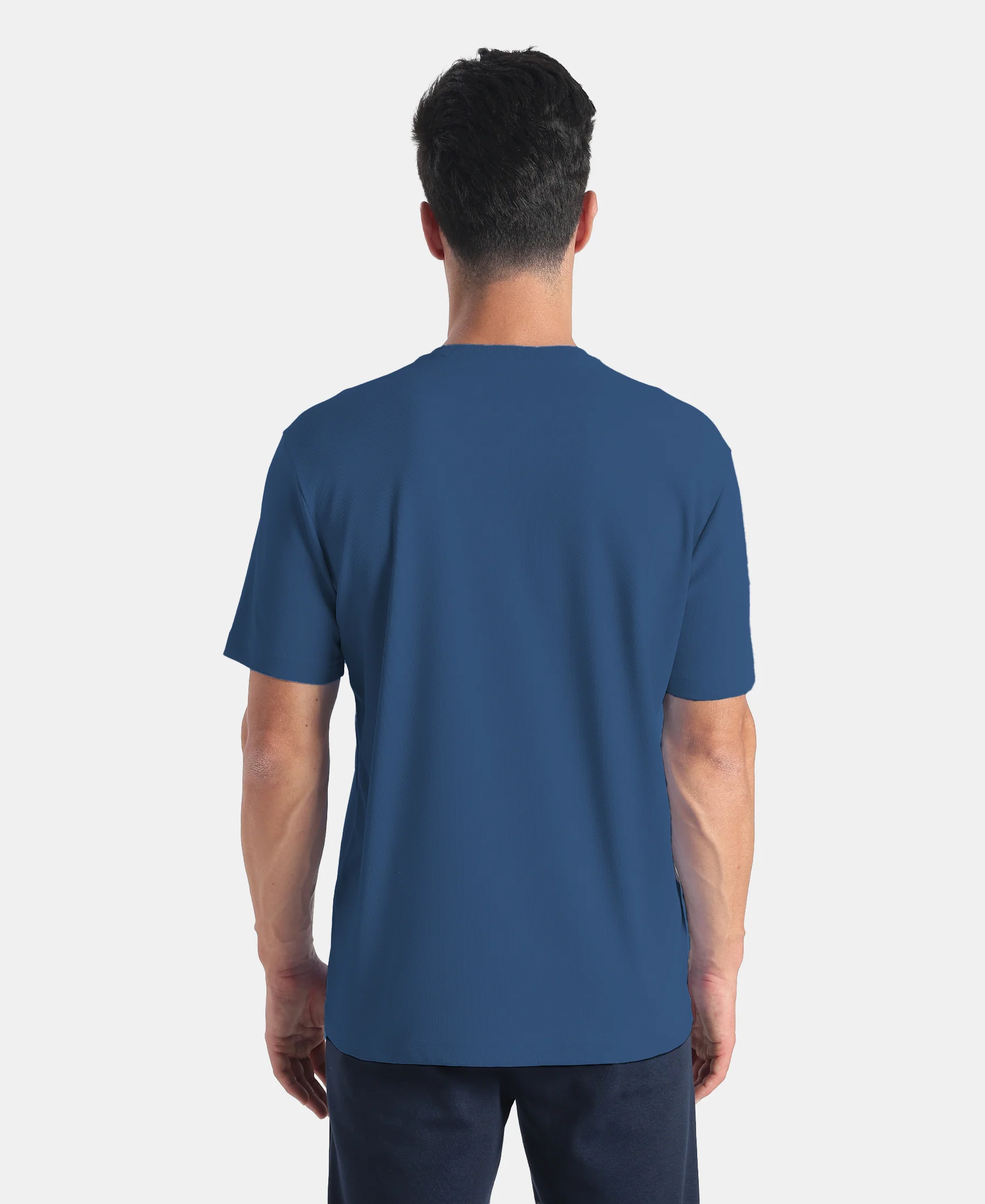 Microfiber Fabric Round Neck Half Sleeve T-Shirt with StayFresh Treatment - Insignia Blue - Image 3