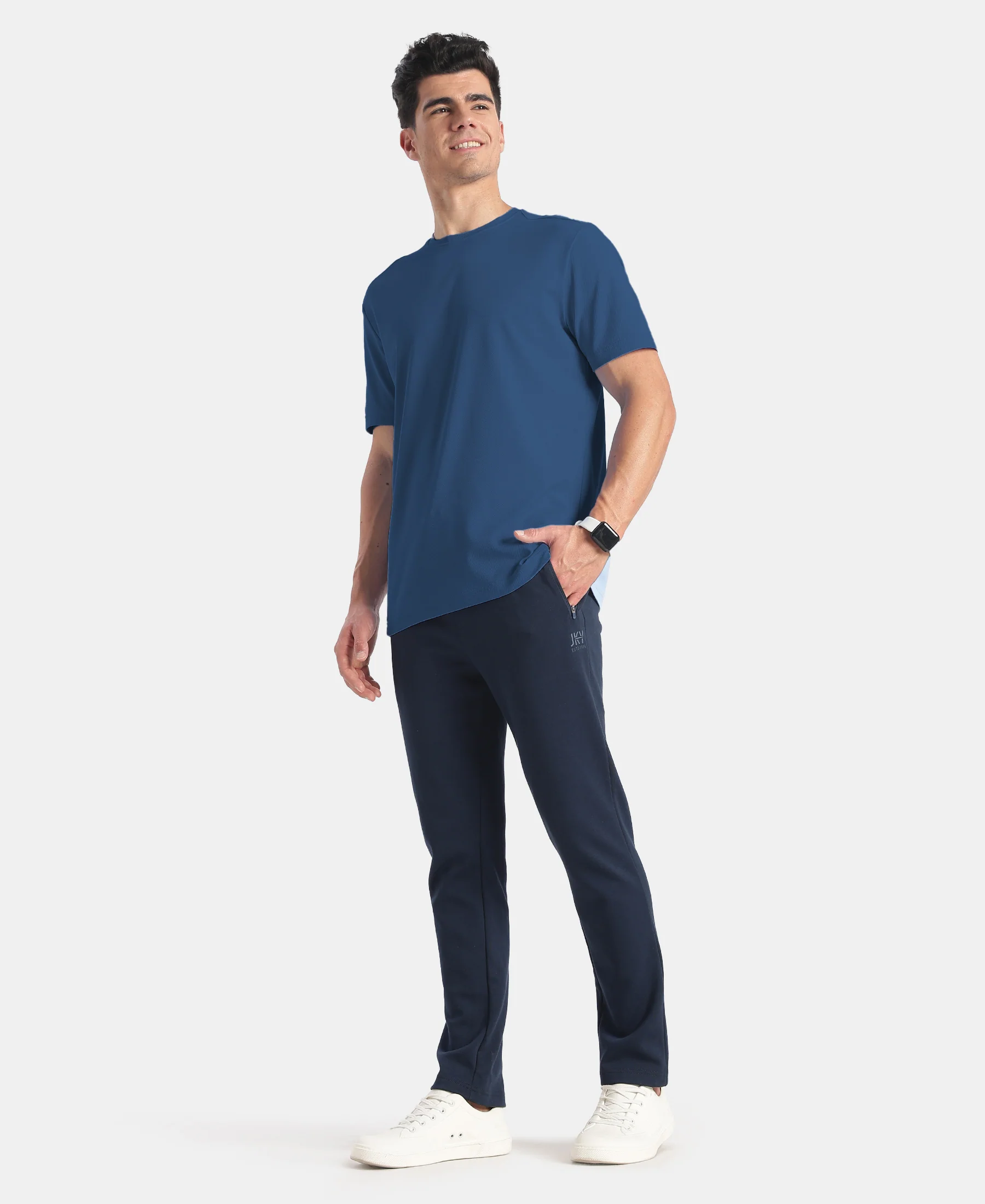 Microfiber Fabric Round Neck Half Sleeve T-Shirt with StayFresh Treatment - Insignia Blue - Image 4