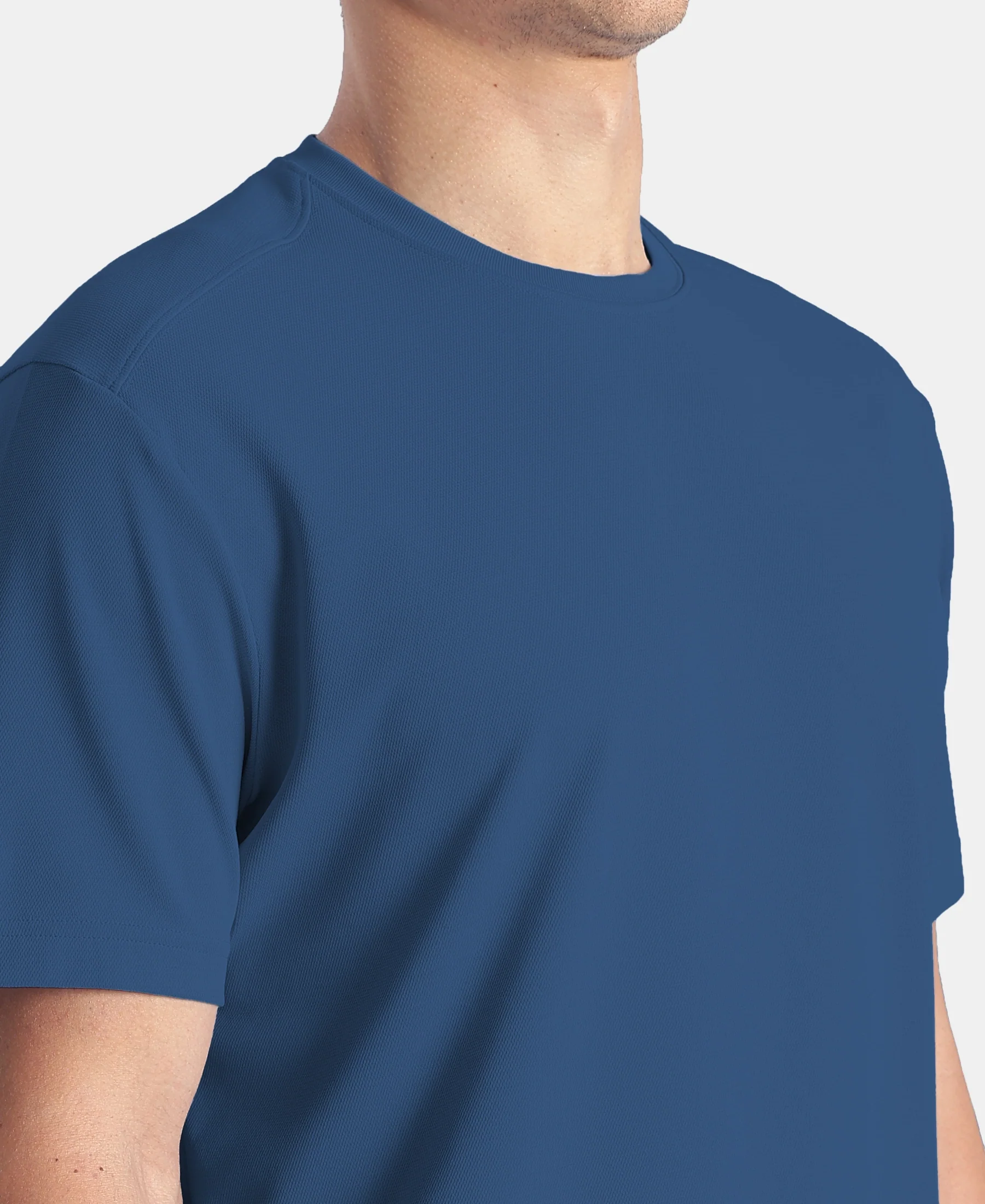 Microfiber Fabric Round Neck Half Sleeve T-Shirt with StayFresh Treatment - Insignia Blue - Image 7