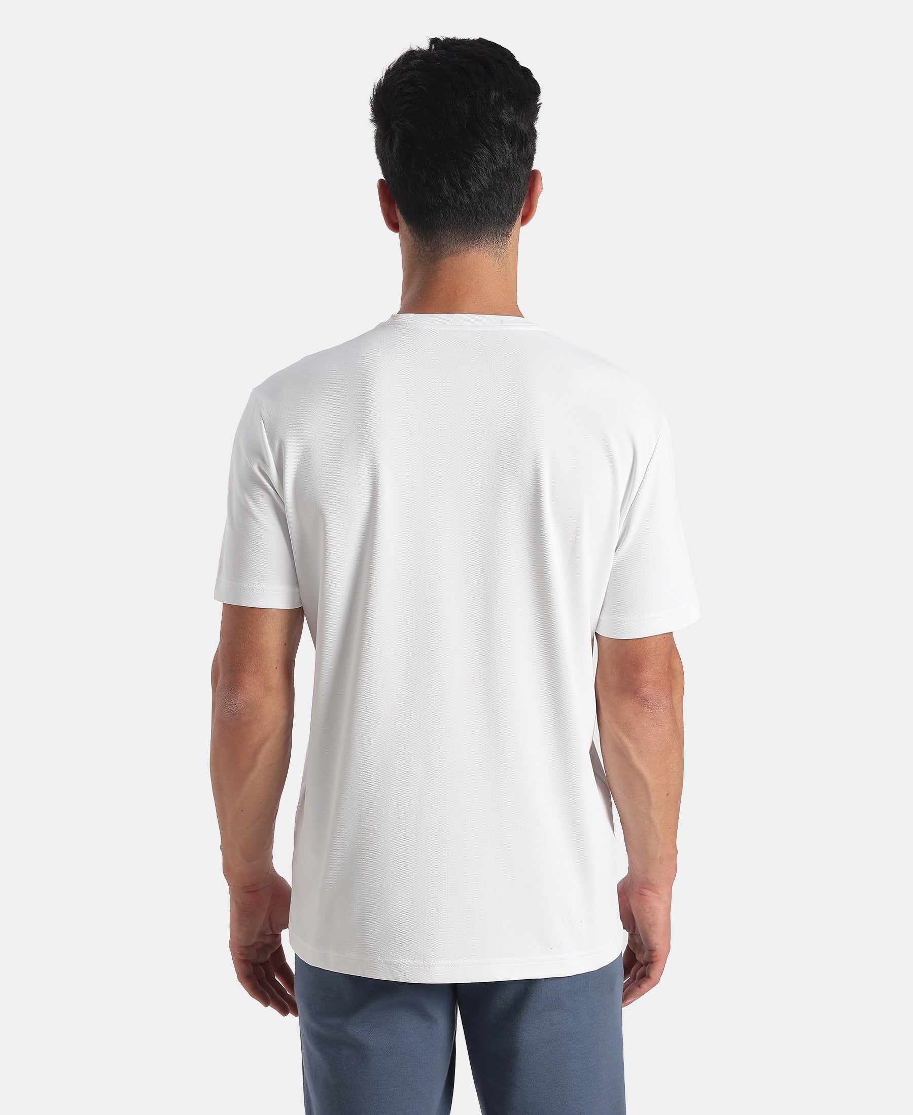Microfiber Fabric Round Neck Half Sleeve T-Shirt with StayFresh Treatment - White - Image 3
