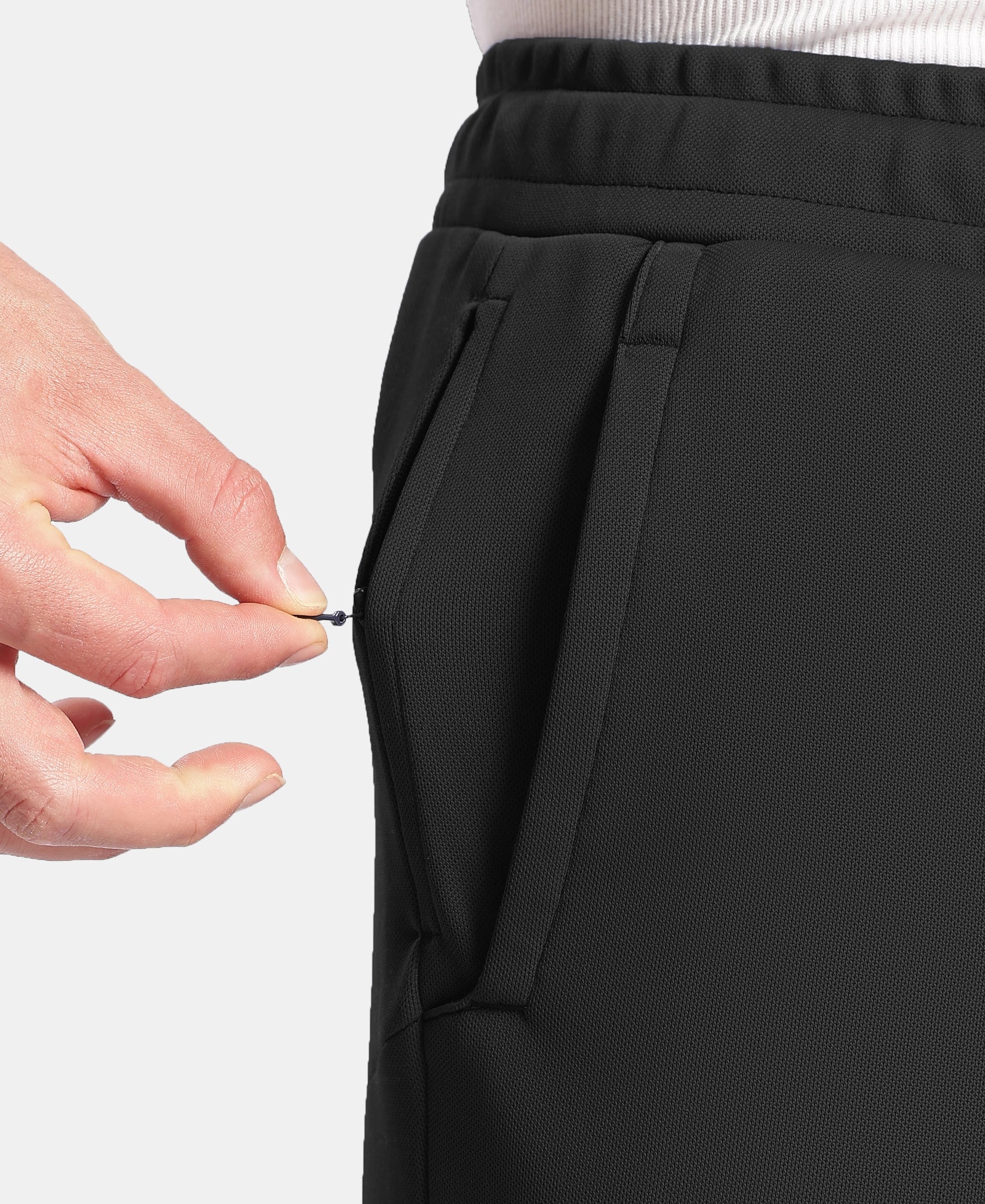 Microfiber Fabric Slimfit Trackpant with Zipper Pockets and StayFresh Treatment - Black - Image 8