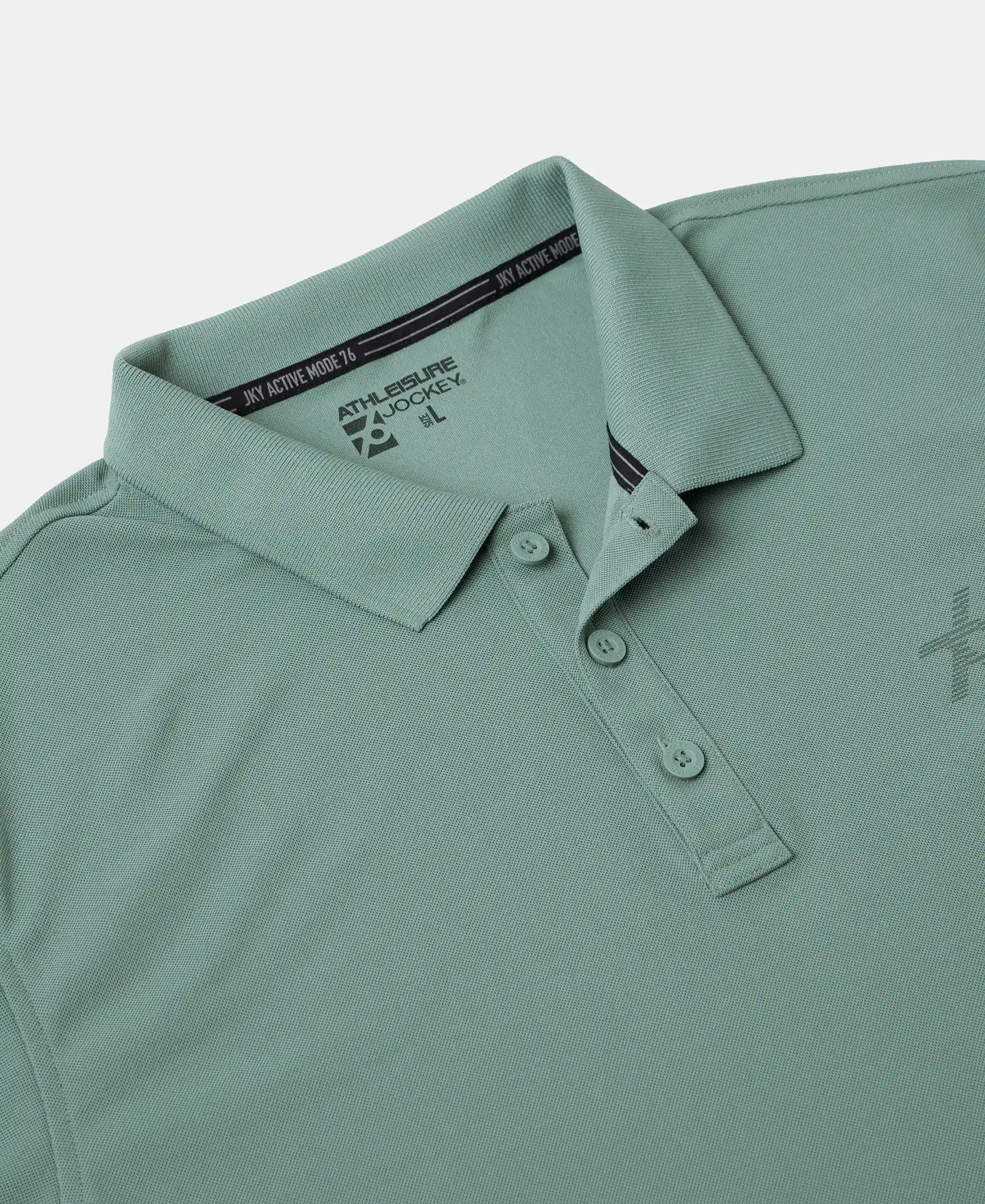 Microfiber Fabric Solid Half Sleeve Polo T-Shirt with StayDry & StayFresh Technology - Green - Image 7