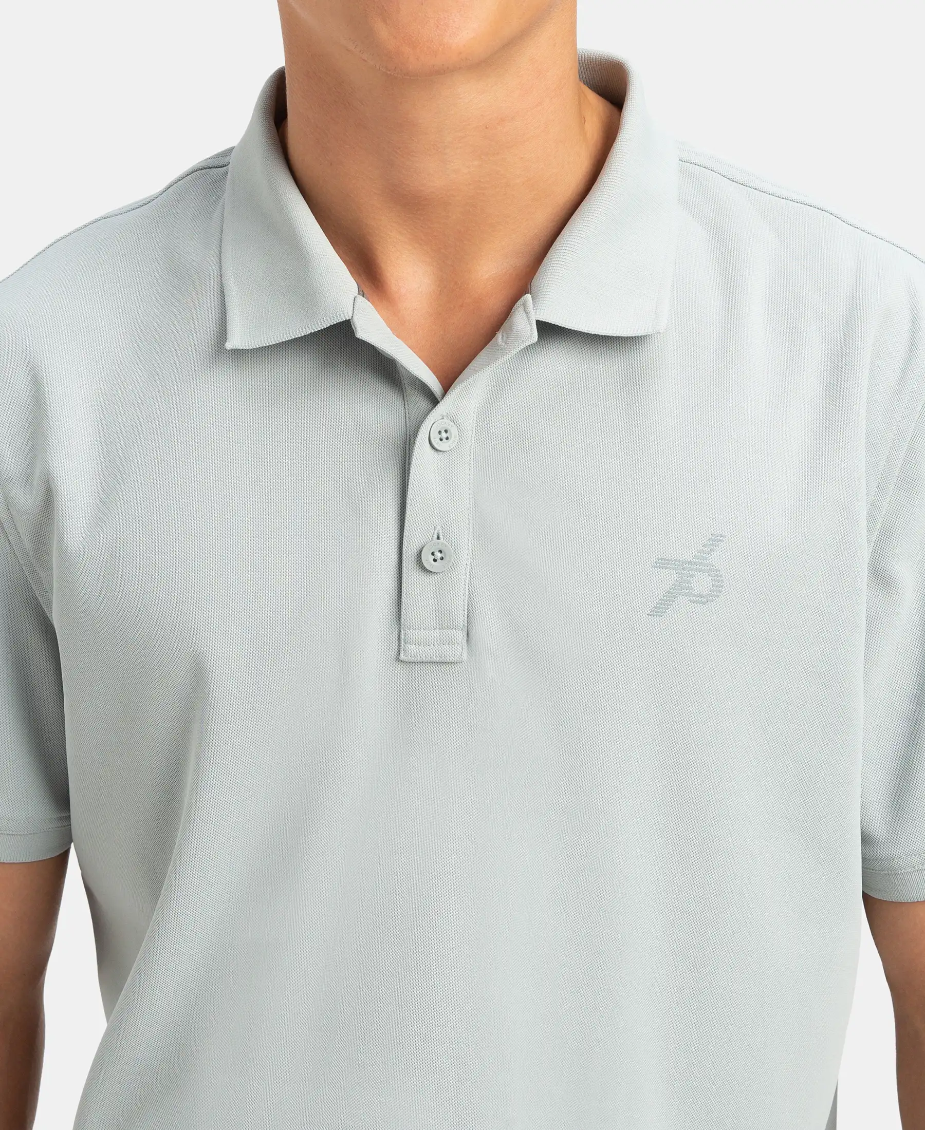 Microfiber Fabric Solid Half Sleeve Polo T-Shirt with StayDry & StayFresh Technology - Light Grey - Image 7