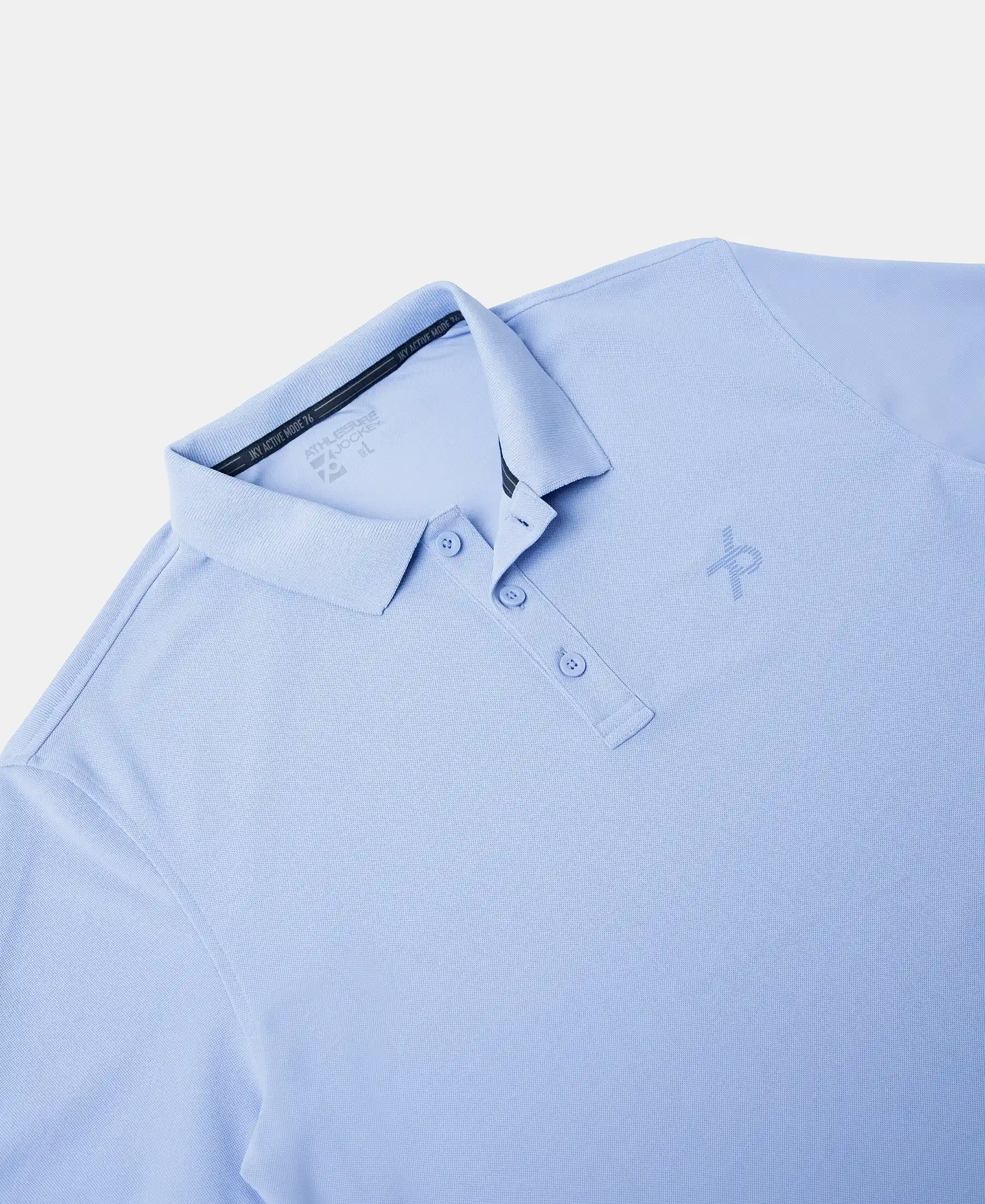 Microfiber Fabric Solid Half Sleeve Polo T-Shirt with StayDry & StayFresh Technology - Lt Blue - Image 7