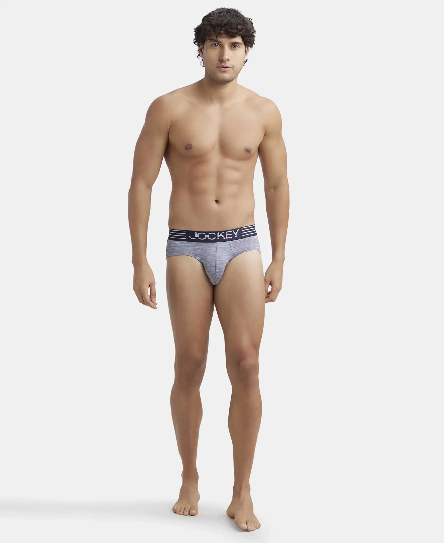 Microfiber Mesh Elastane Stretch Performance Brief with StayDry Technology - Mid Grey - Image 4