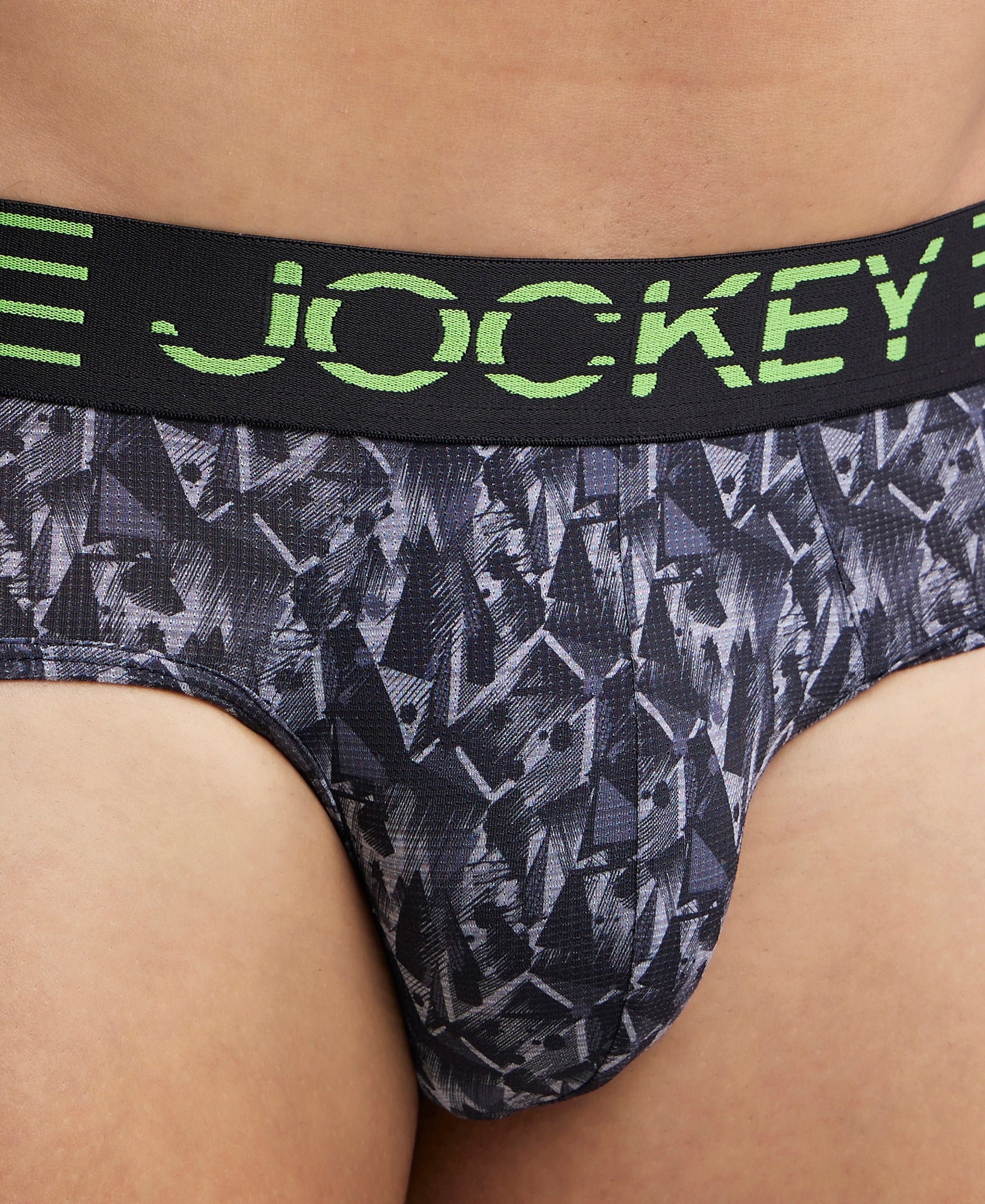 Microfiber Mesh Elastane Stretch Printed Performance Brief with StayDry Technology - Black print - Image 6