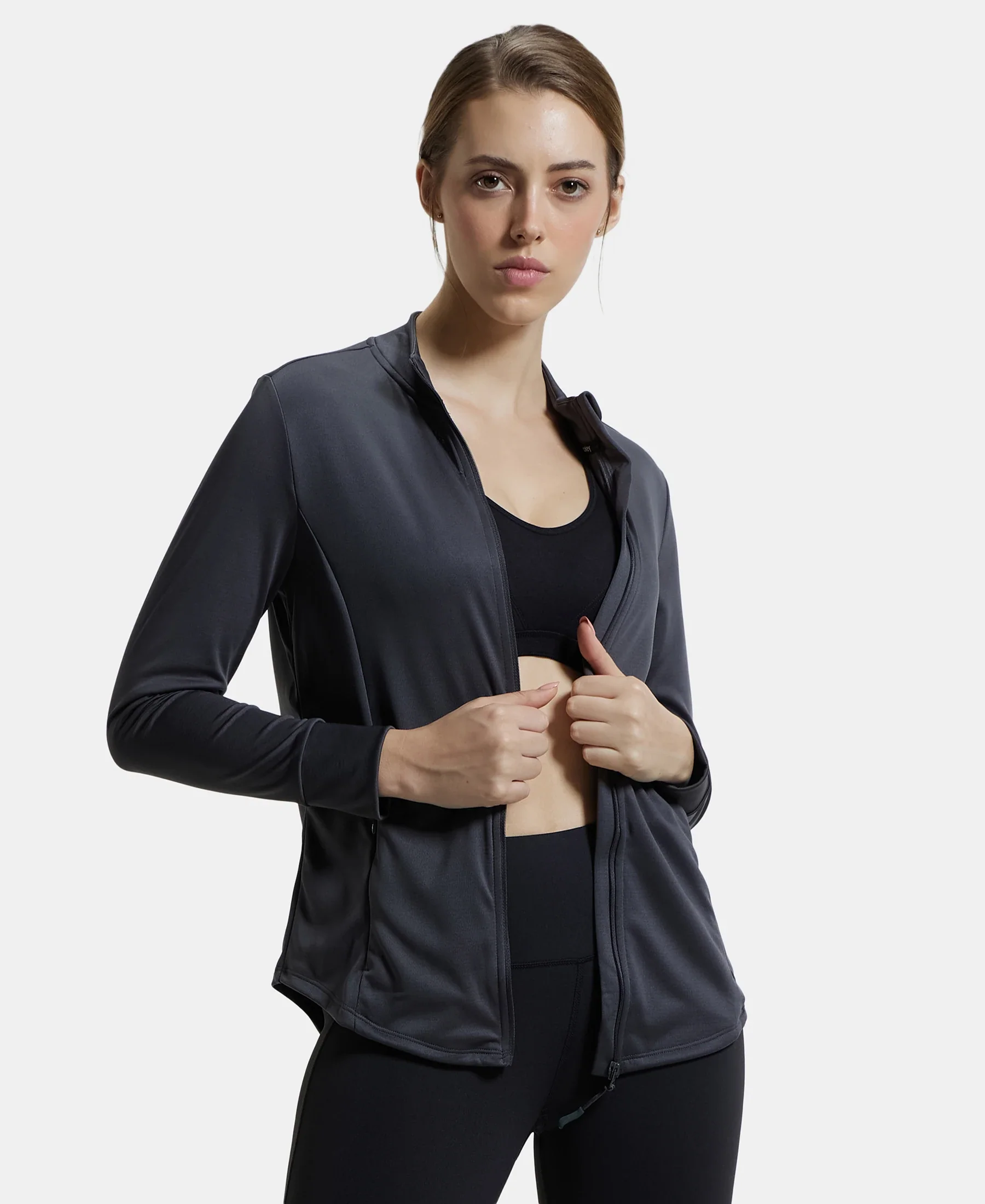 Microfiber Relaxed fit Jacket with Curved Back Hem and StayDry Treatment - Forged Iron - Image 5