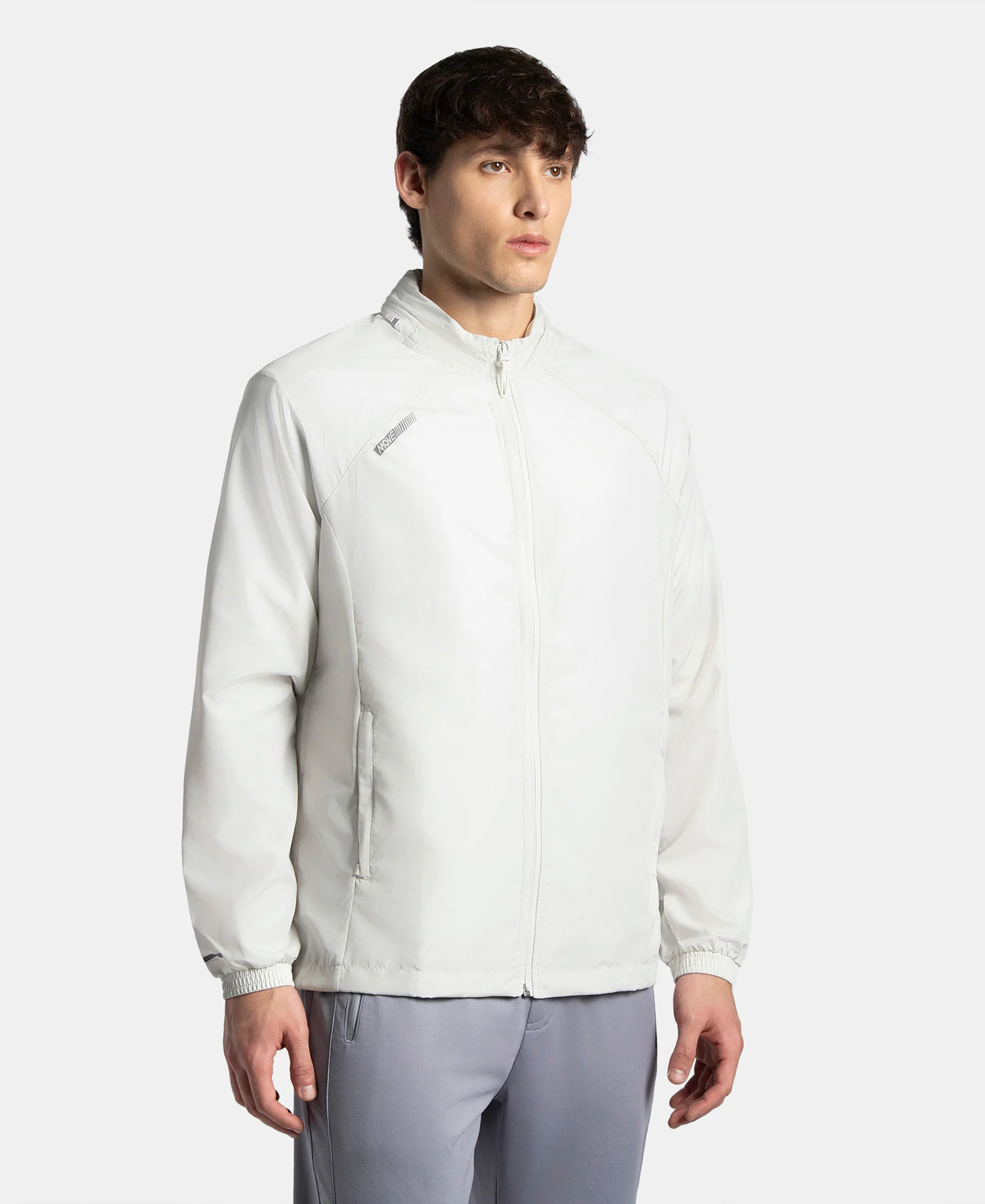 Microfiber Water Resistant Convertible Hoodie Jacket - Dawn White - Image 2