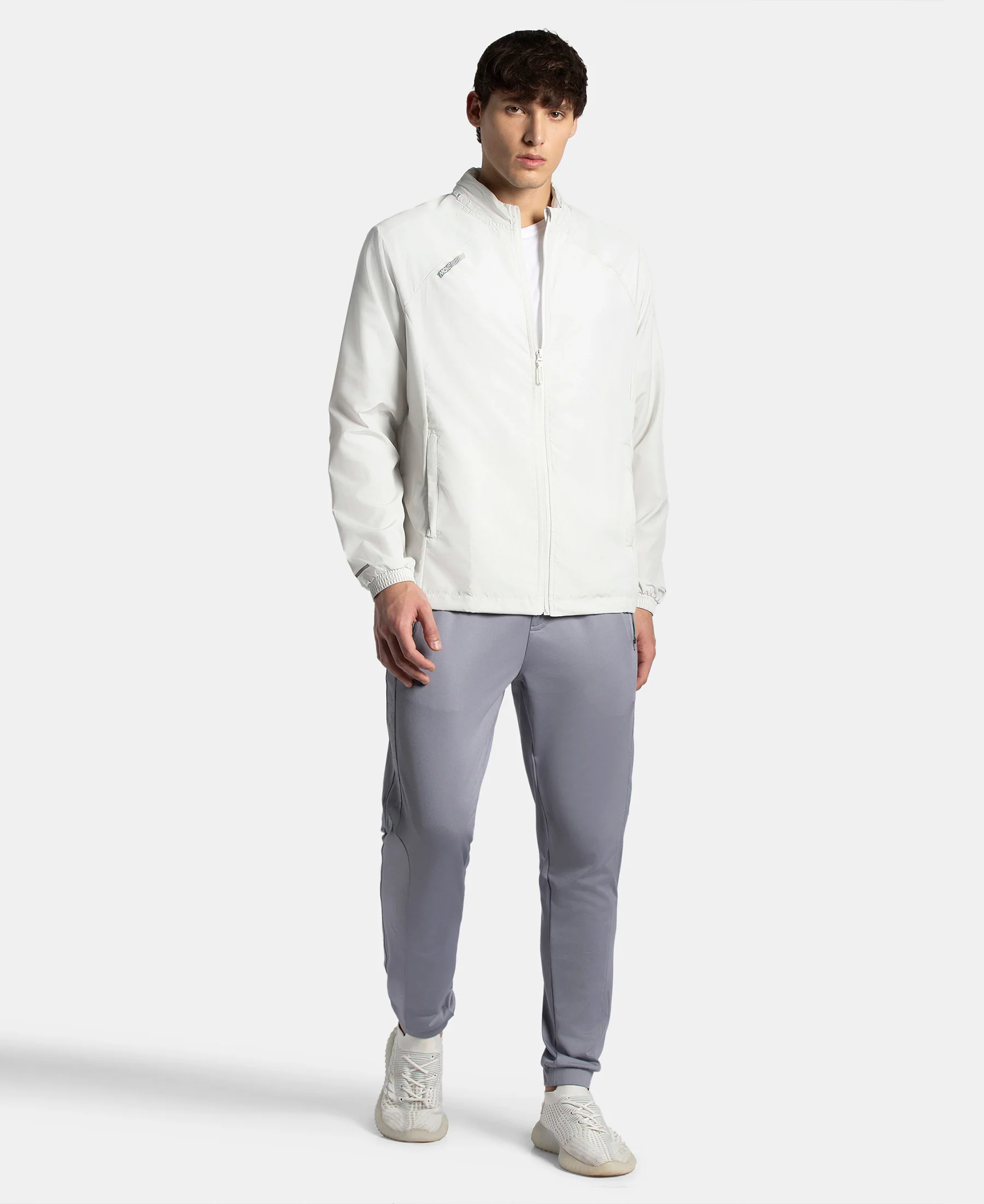 Microfiber Water Resistant Convertible Hoodie Jacket - Dawn White - Image 4