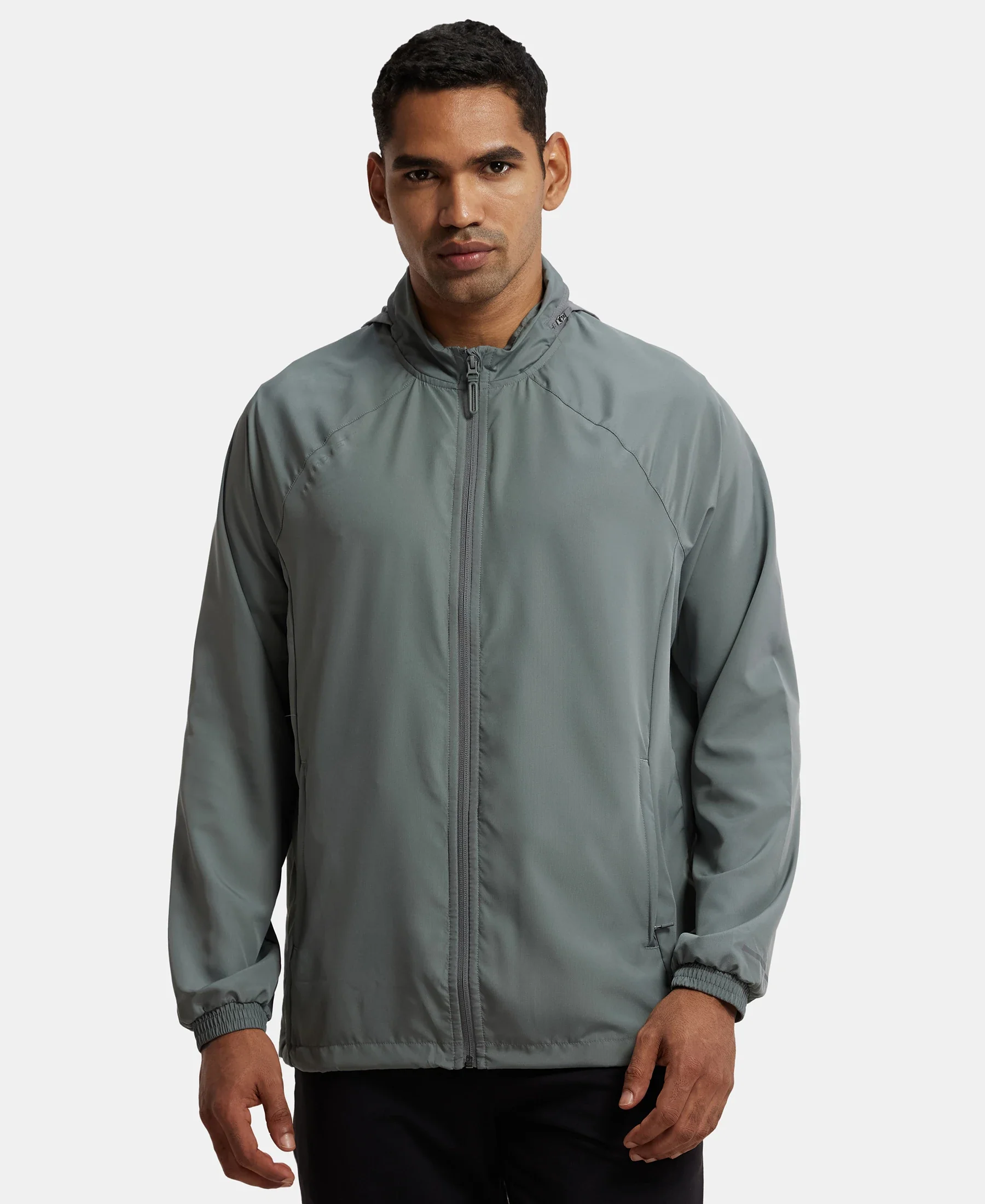 Microfiber Water Resistant Convertible Hoodie Jacket - Quiet Shade
