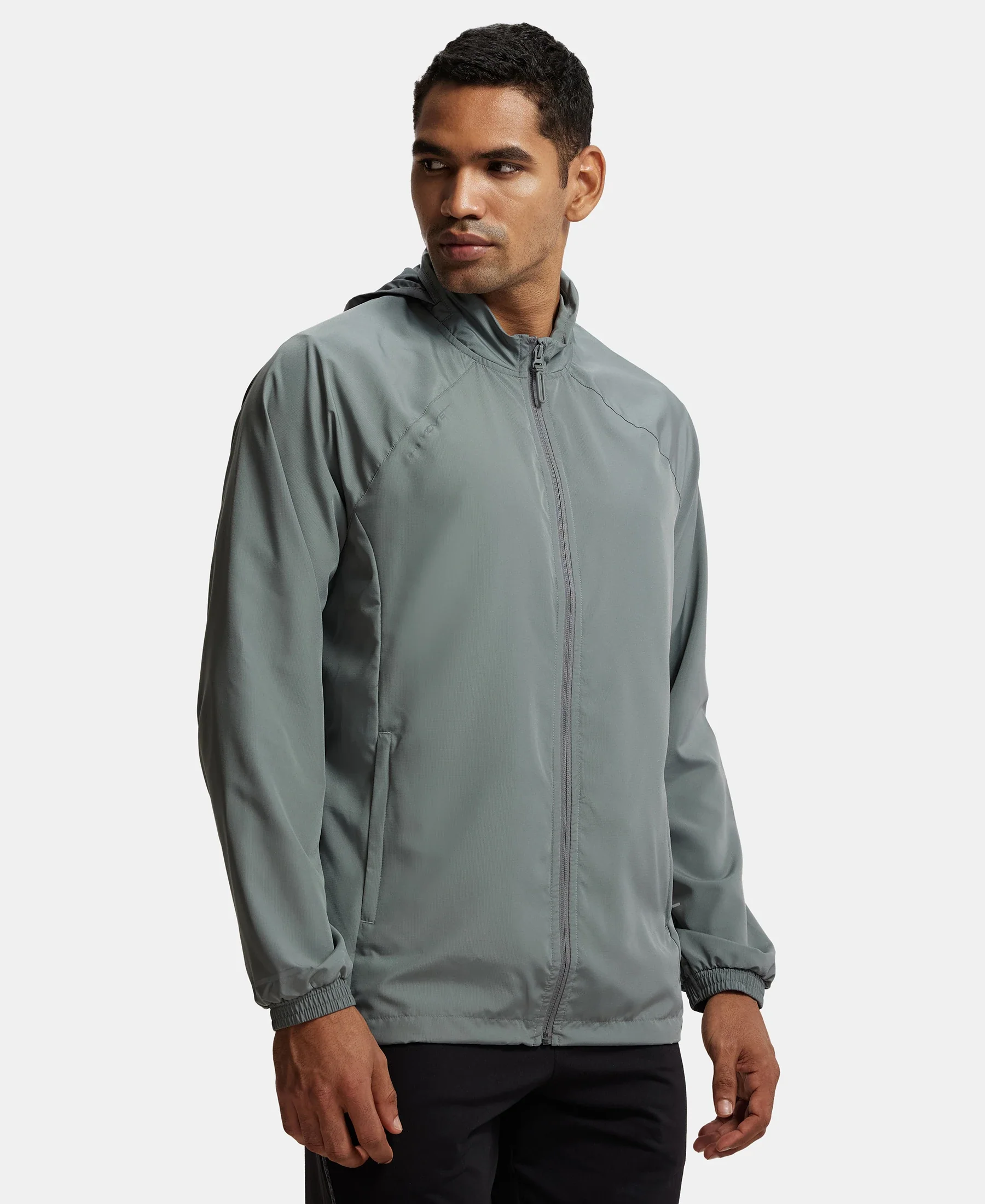 Microfiber Water Resistant Convertible Hoodie Jacket - Quiet Shade - Image 2