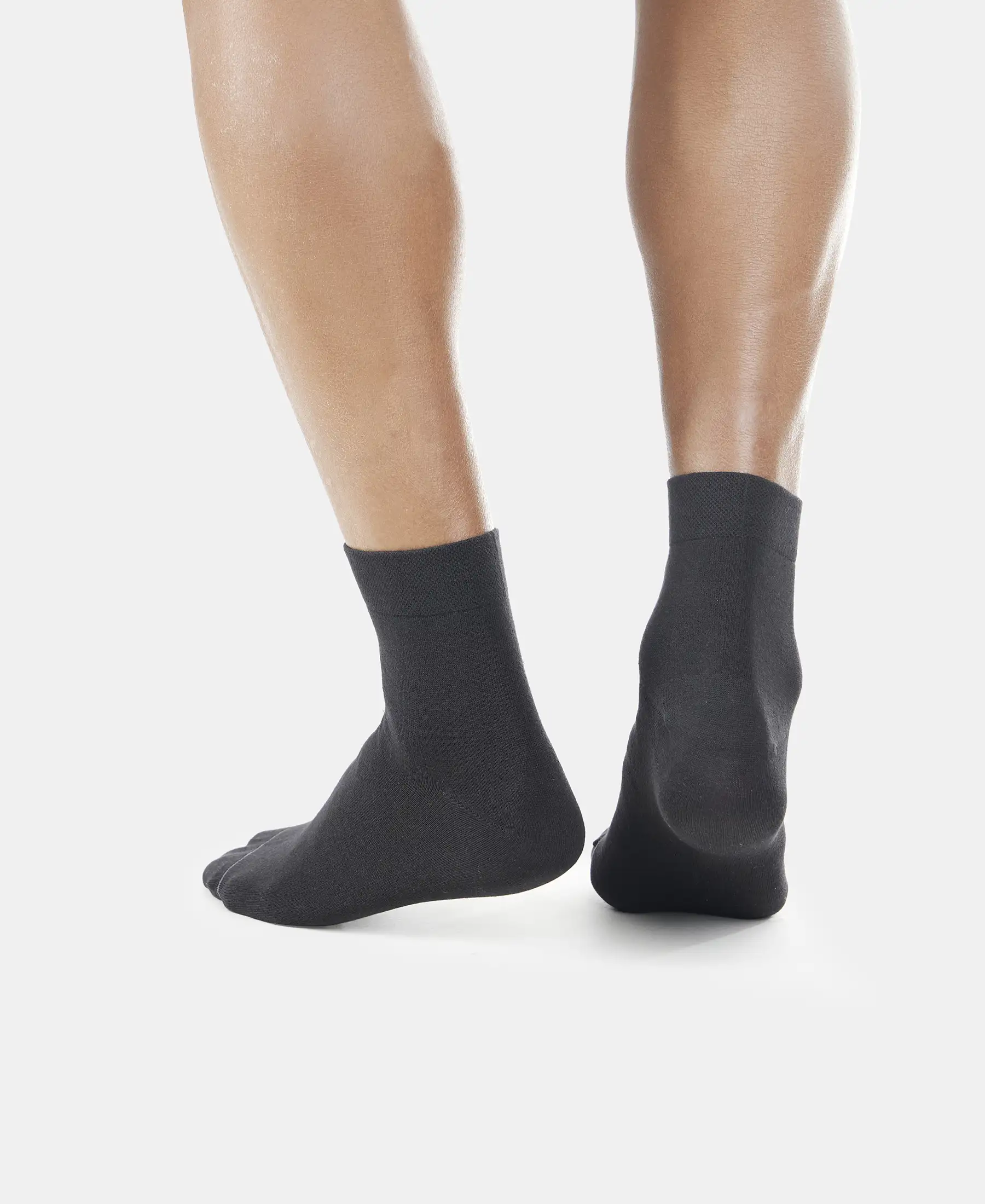 Modal Cotton Elastane Stretch Ankle Length Socks with StayFresh Treatment - Black - Image 6