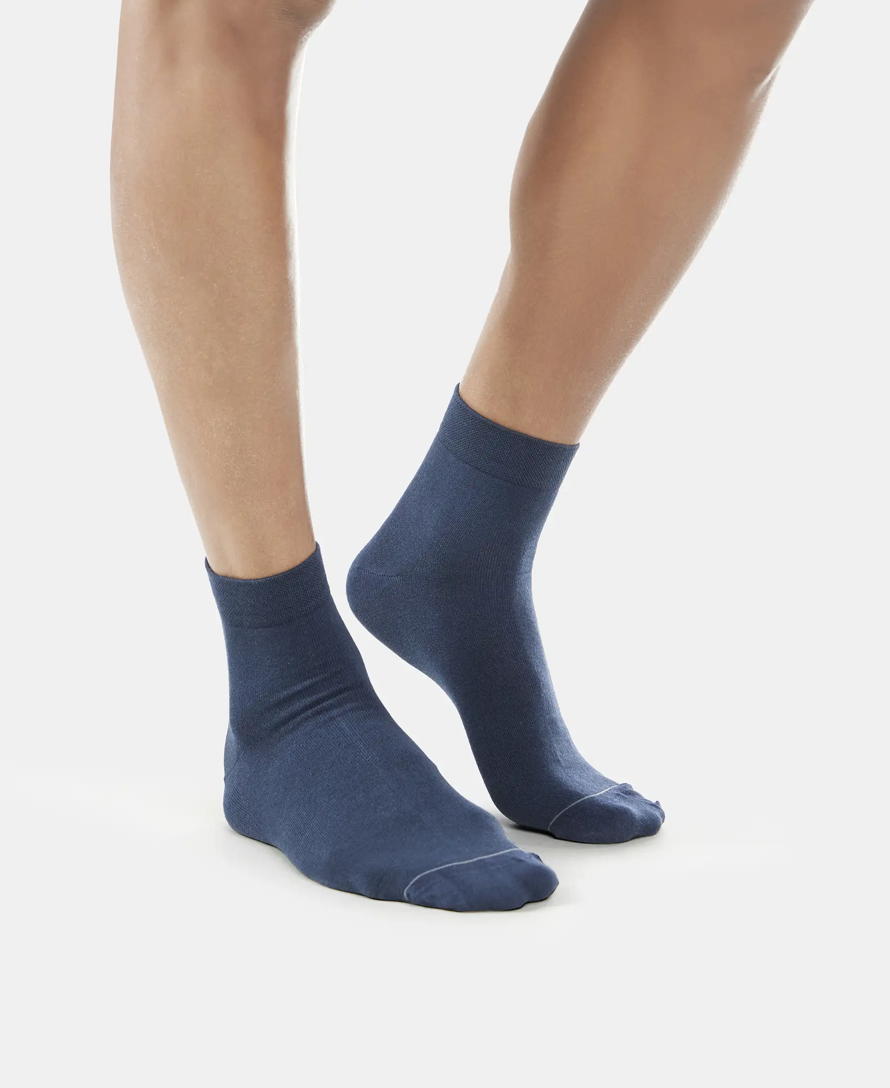 Modal Cotton Elastane Stretch Ankle Length Socks with StayFresh Treatment - Navy - Image 4