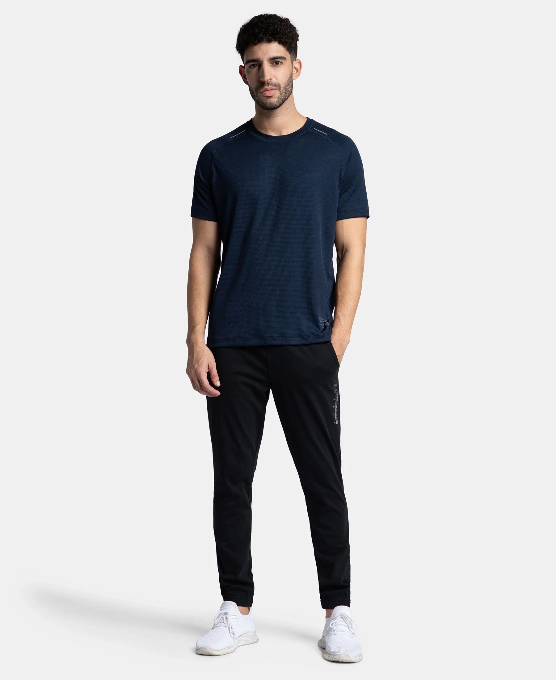 Pack of 2 Lightweight Microfiber Solid Round Neck Half Sleeve T-Shirt with Breathable Mesh - Navy & Provincial Blue - Image 10