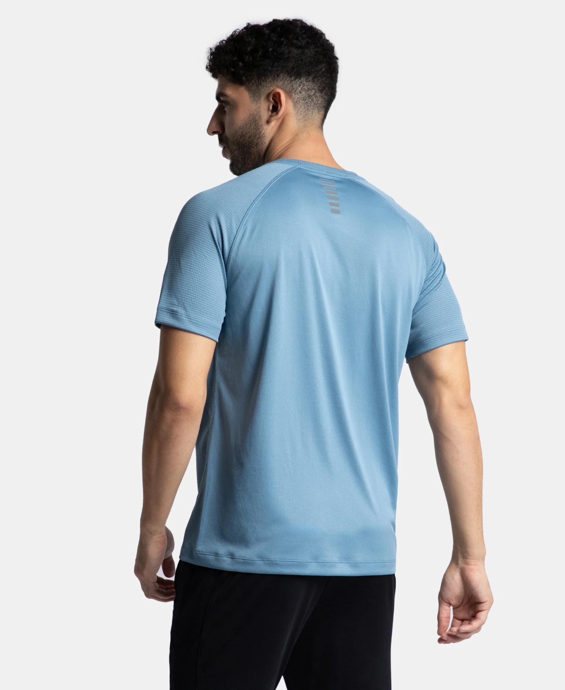 Pack of 2 Lightweight Microfiber Solid Round Neck Half Sleeve T-Shirt with Breathable Mesh - Navy & Provincial Blue - Image 3
