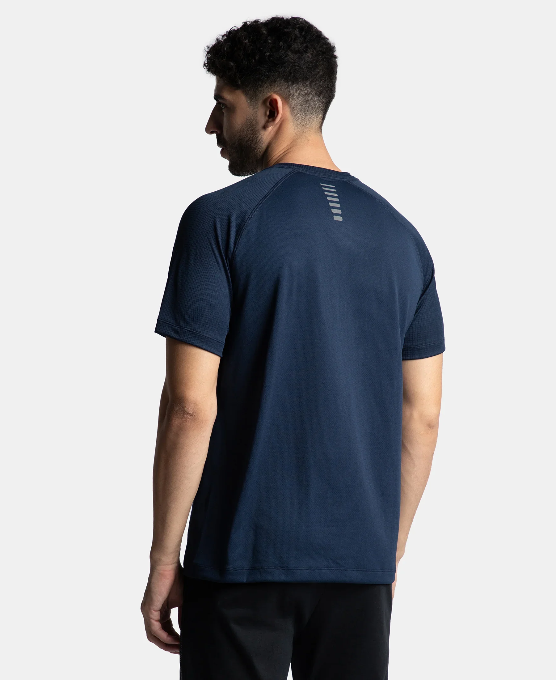 Pack of 2 Lightweight Microfiber Solid Round Neck Half Sleeve T-Shirt with Breathable Mesh - Navy & Provincial Blue - Image 8