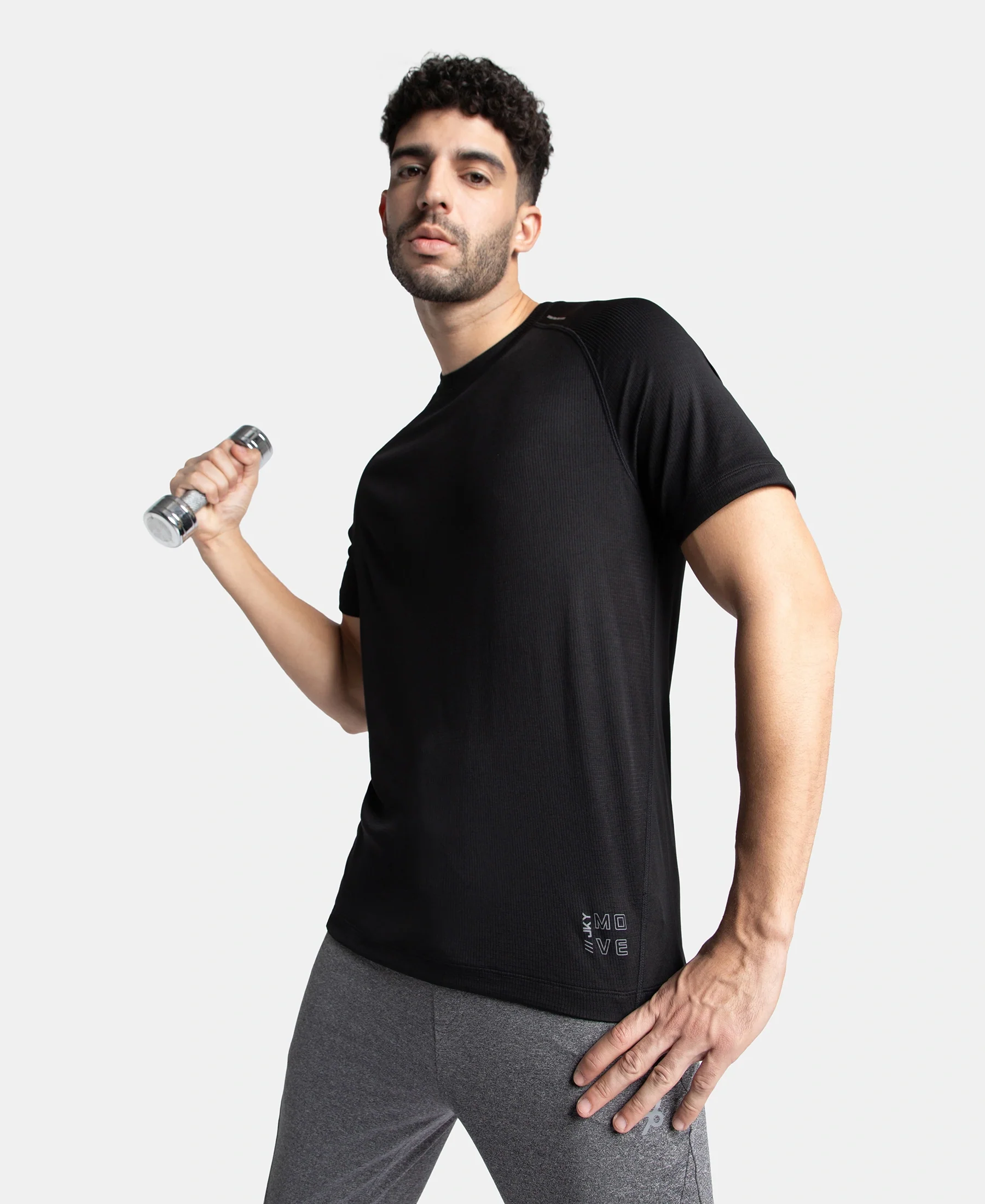 Pack of 2 Lightweight Microfiber Solid Round Neck Half Sleeve T-Shirt with Breathable Mesh - Navy & Black - Image 9