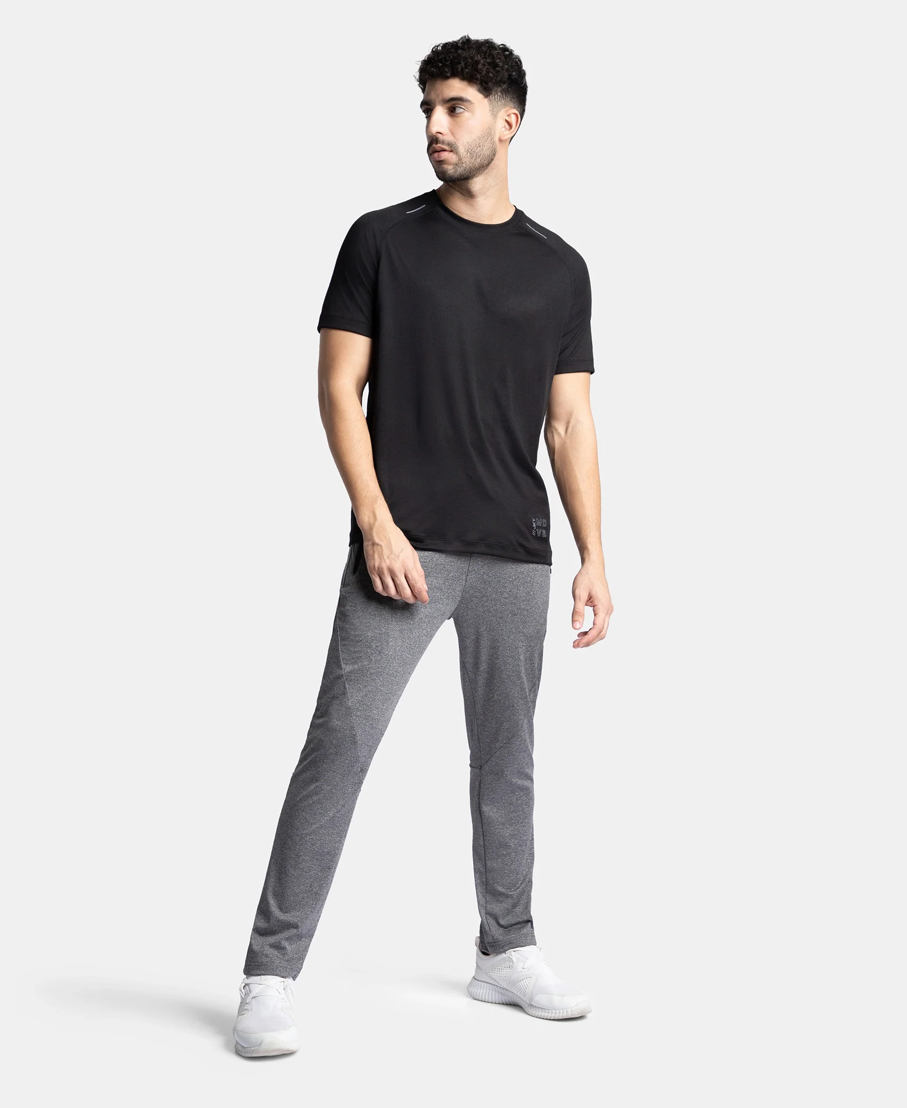 Pack of 2 Lightweight Microfiber Solid Round Neck Half Sleeve T-Shirt with Breathable Mesh - Navy & Black - Image 10