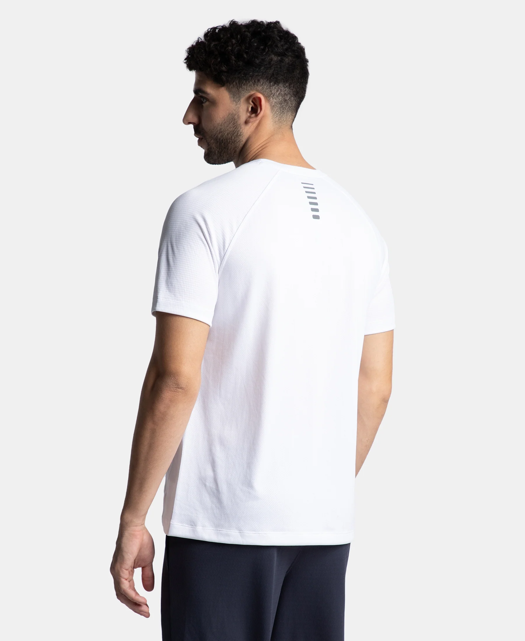 Pack of 2 Lightweight Microfiber Solid Round Neck Half Sleeve T-Shirt with Breathable Mesh - White & Black - Image 8