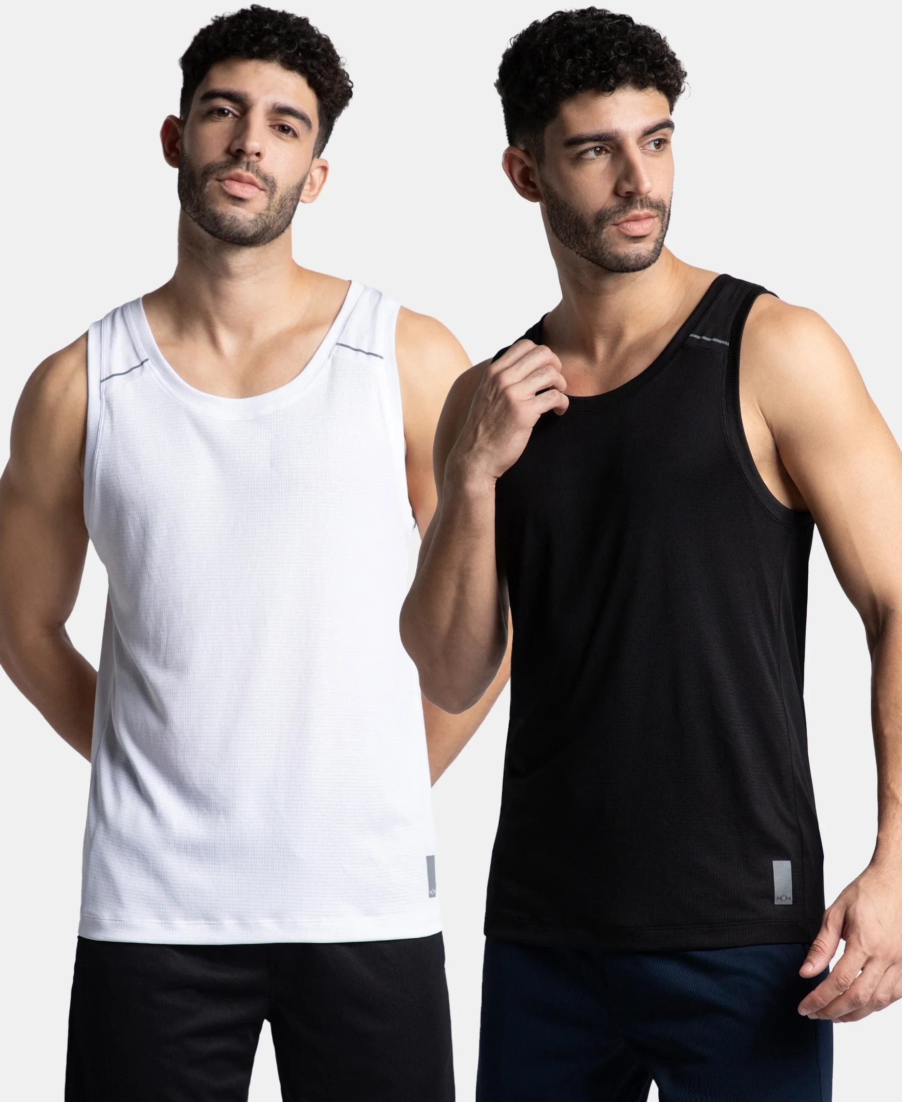 Pack of 2 Lightweight Microfiber Solid Tank Top with Breathable Mesh - Black & White - Image 5