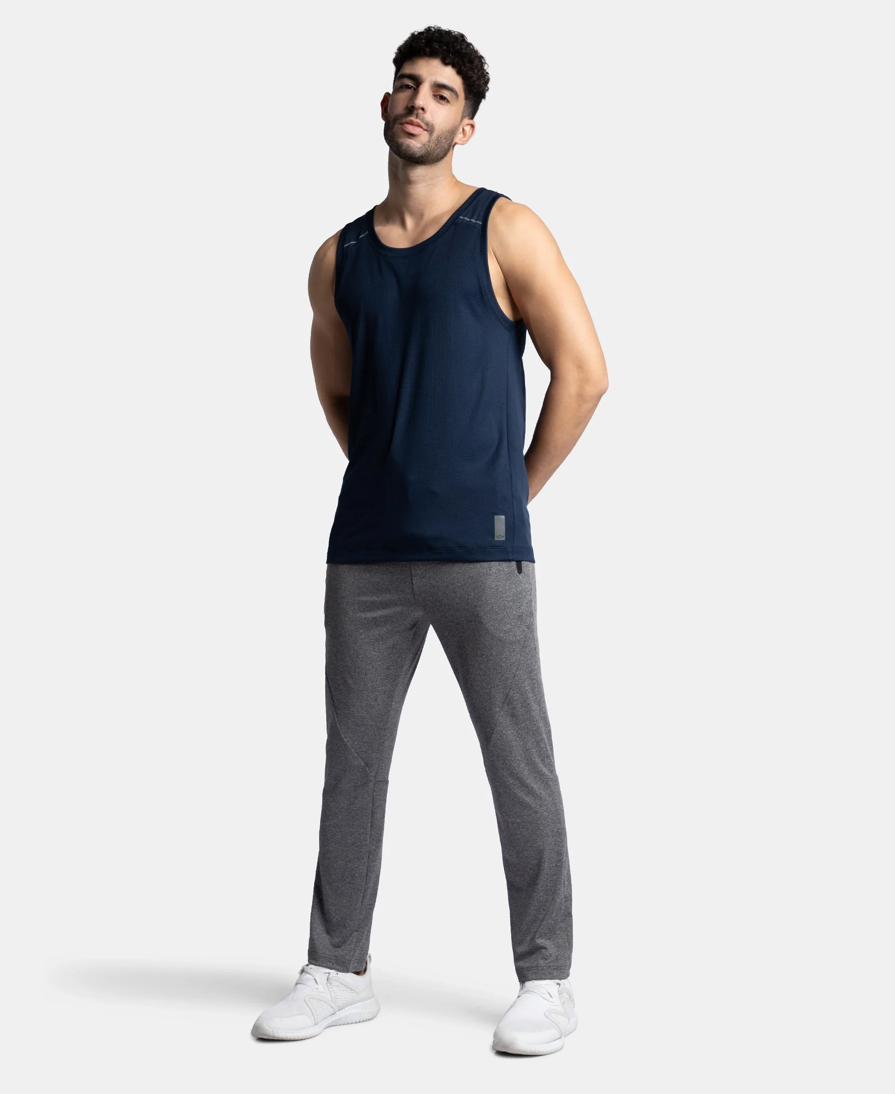 Pack of 2 Lightweight Microfiber Solid Tank Top with Breathable Mesh - White & Navy - Image 10