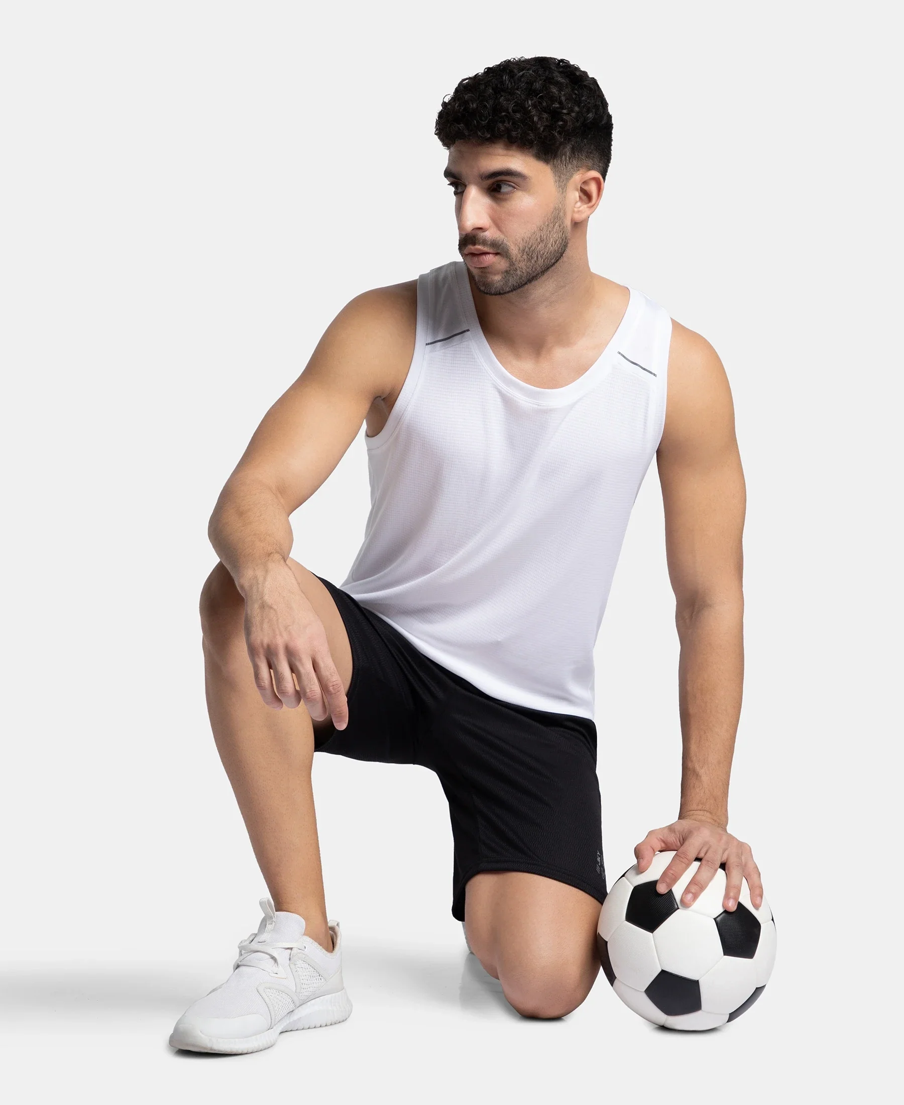 Pack of 2 Lightweight Microfiber Solid Tank Top with Breathable Mesh - White & Navy - Image 4