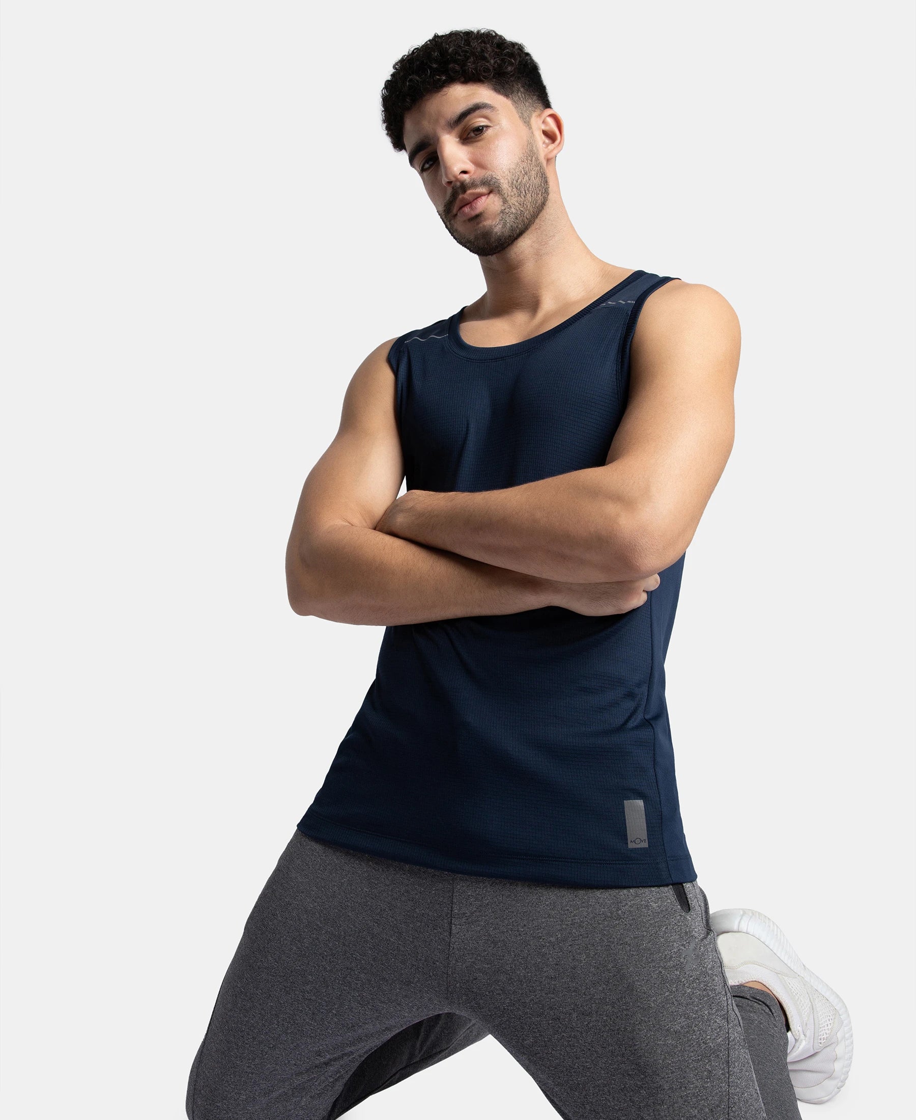 Pack of 2 Lightweight Microfiber Solid Tank Top with Breathable Mesh - White & Navy - Image 9