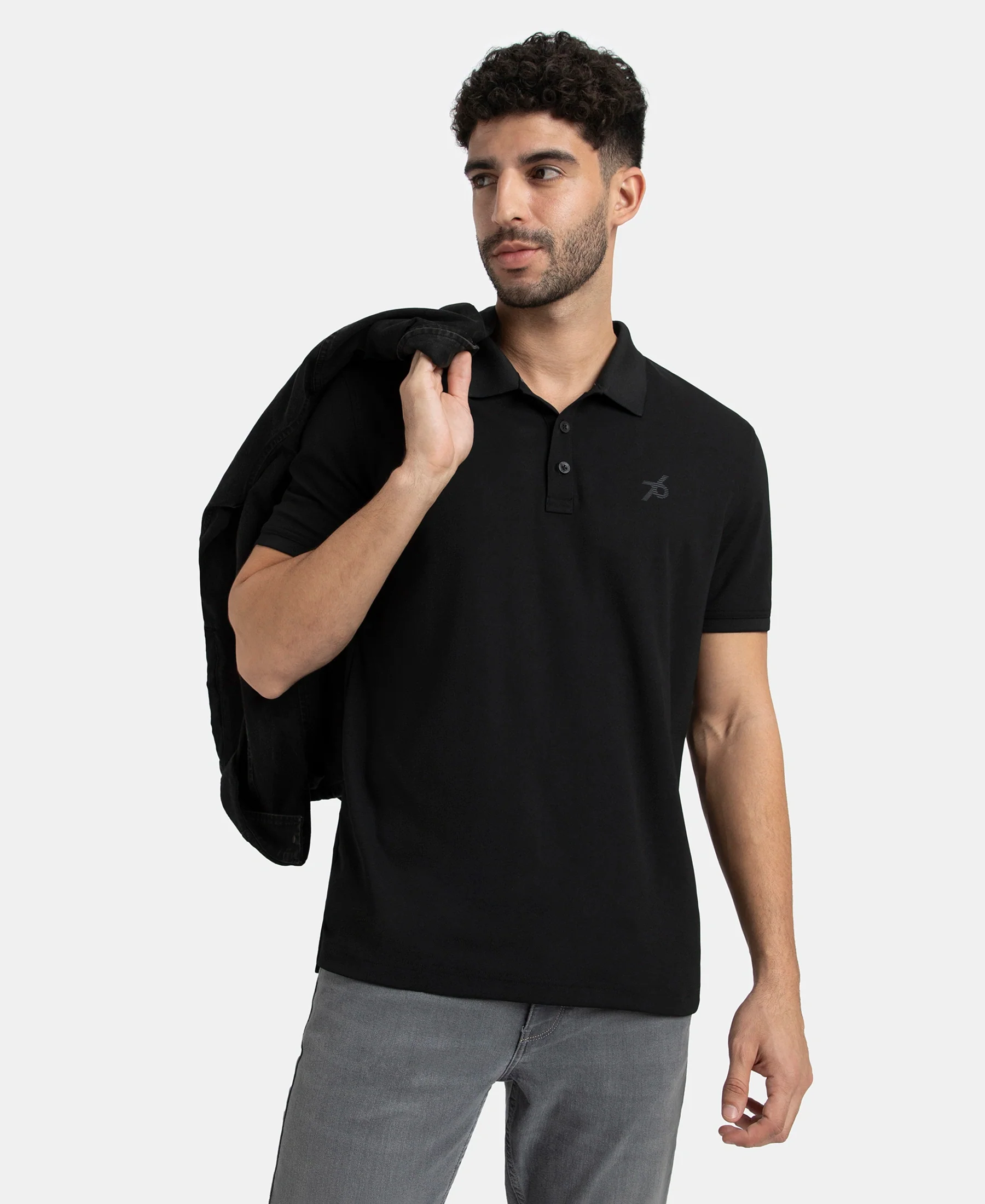 Pack of 2 Microfiber Fabric Solid Half Sleeve Polo T-Shirt with StayDry & StayFresh Technology - Black & White - Image 8