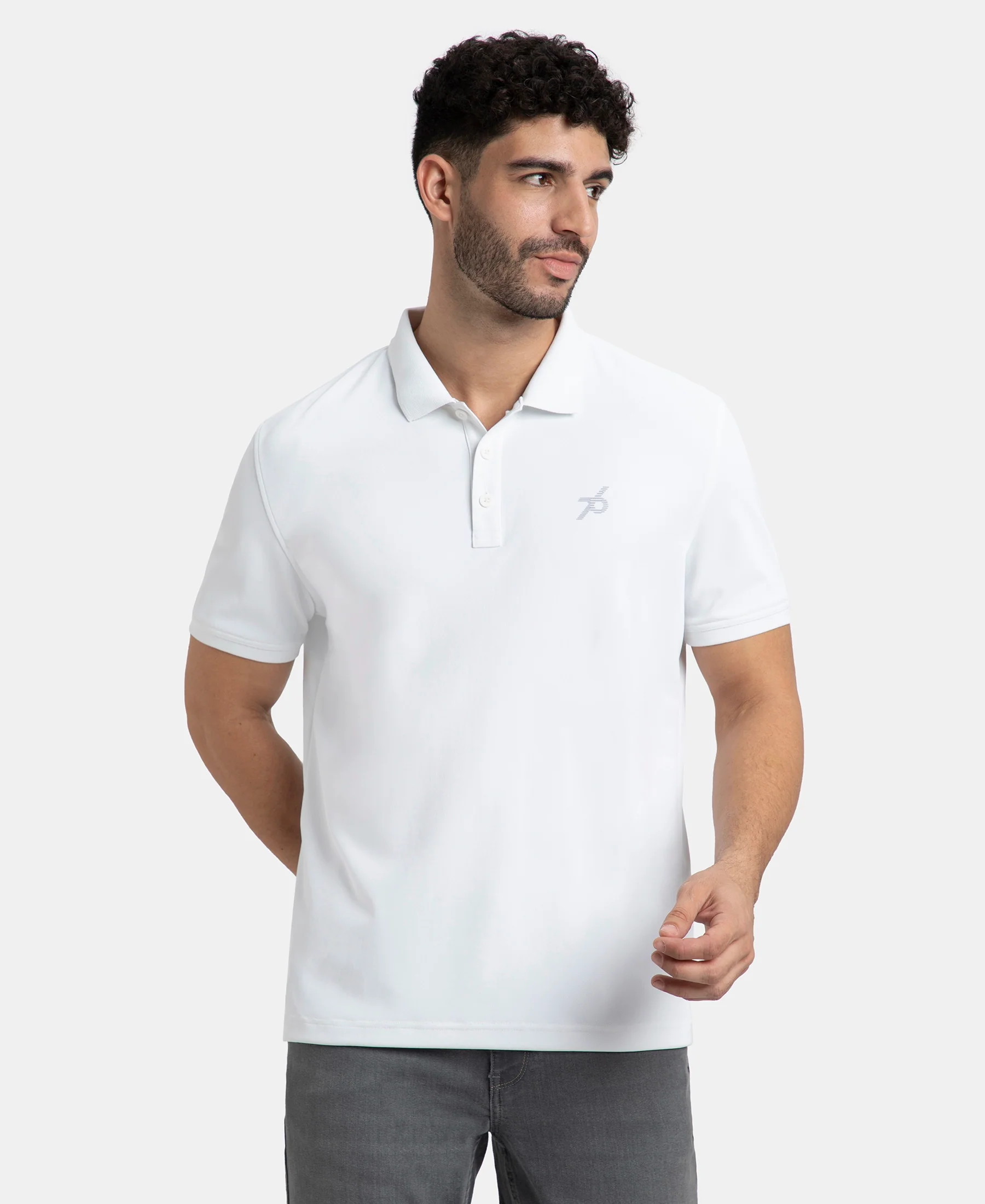 Pack of 2 Microfiber Fabric Solid Half Sleeve Polo T-Shirt with StayDry & StayFresh Technology - White & Lt Blue - Image 7