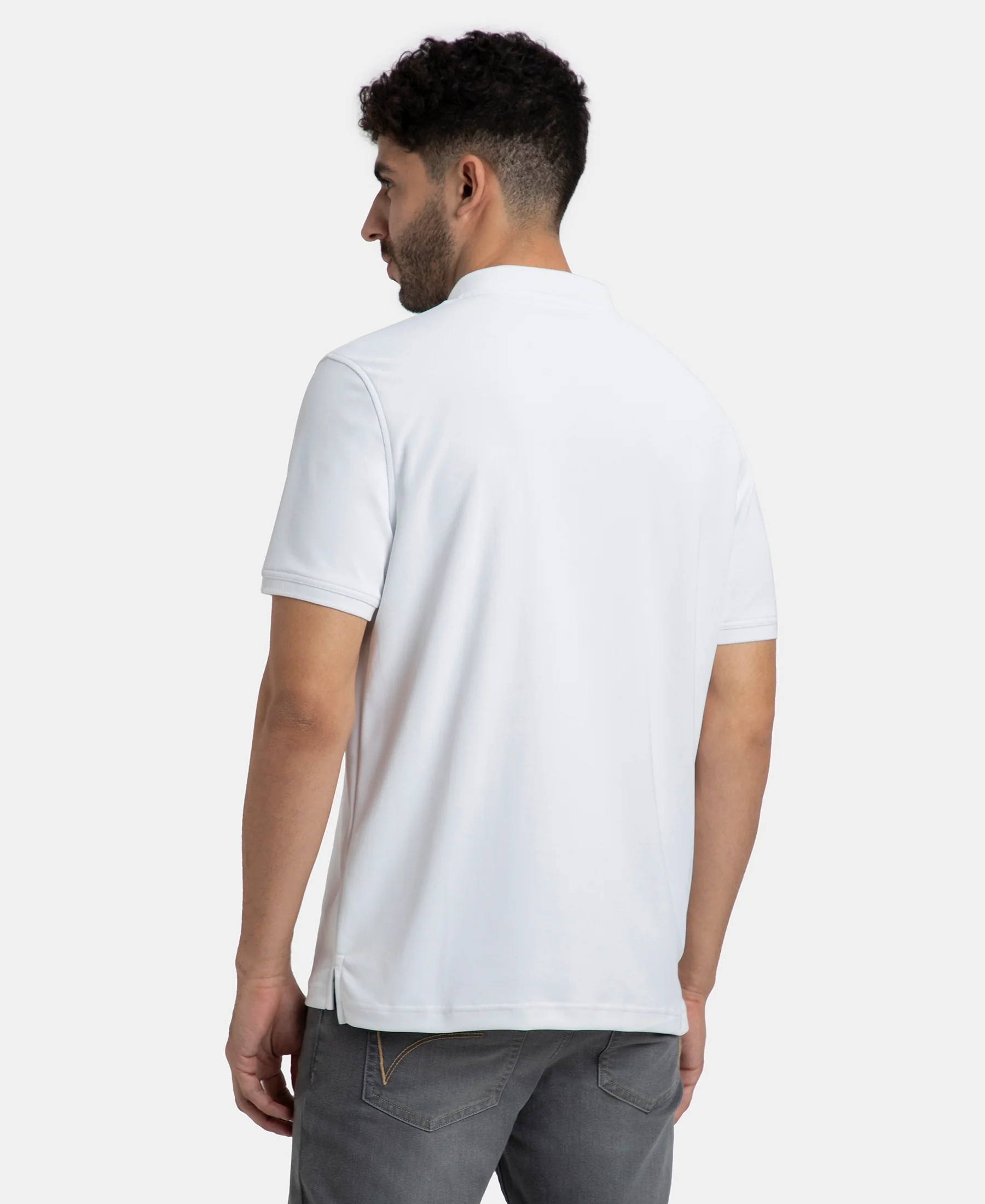 Pack of 2 Microfiber Fabric Solid Half Sleeve Polo T-Shirt with StayDry & StayFresh Technology - White & Lt Blue - Image 8