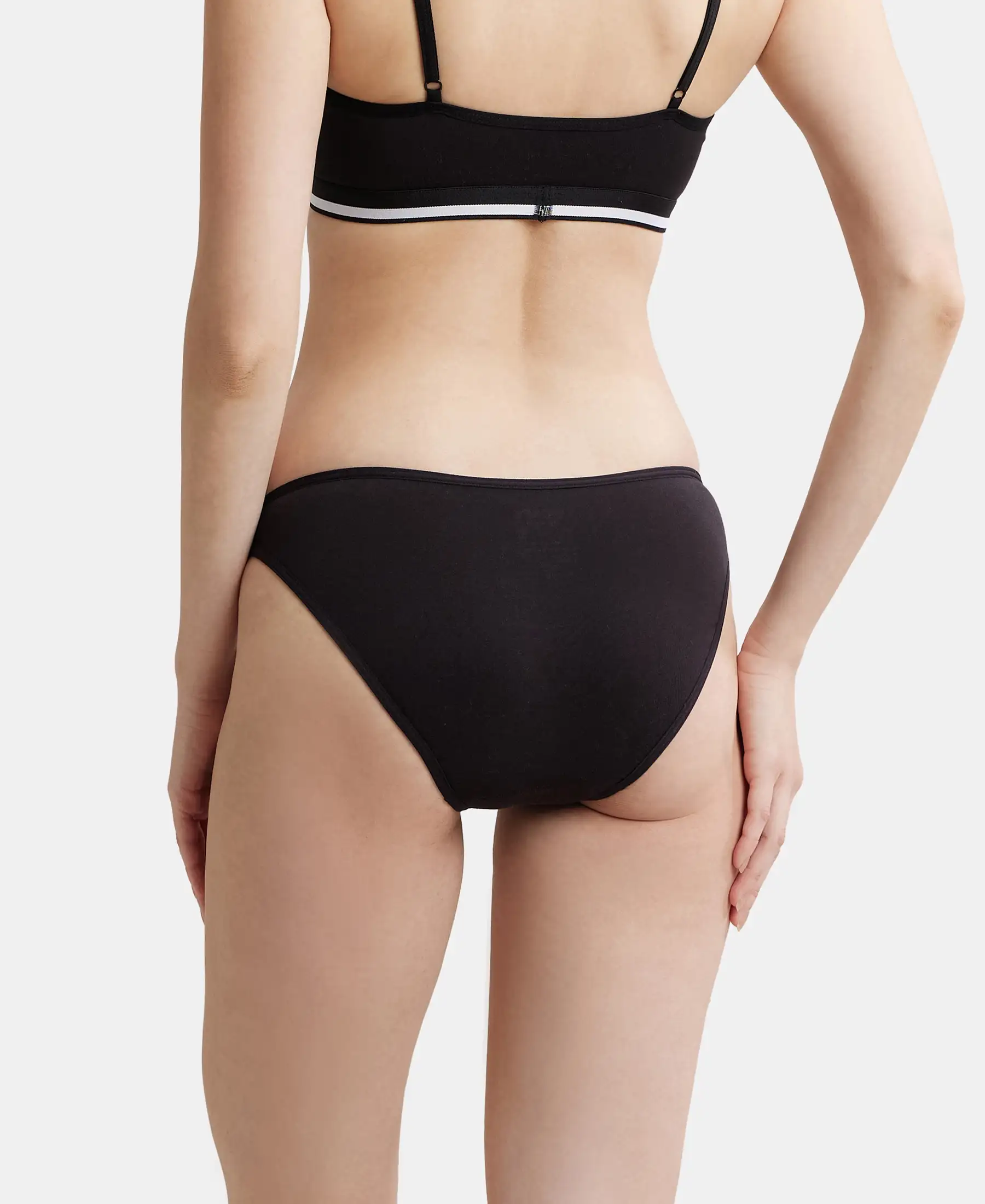 Pack of 2 Super Combed Cotton Elastane Stretch Low Waist Bikini With Concealed Waistband and StayFresh Treatment - Black & Sangria Red - Image 11