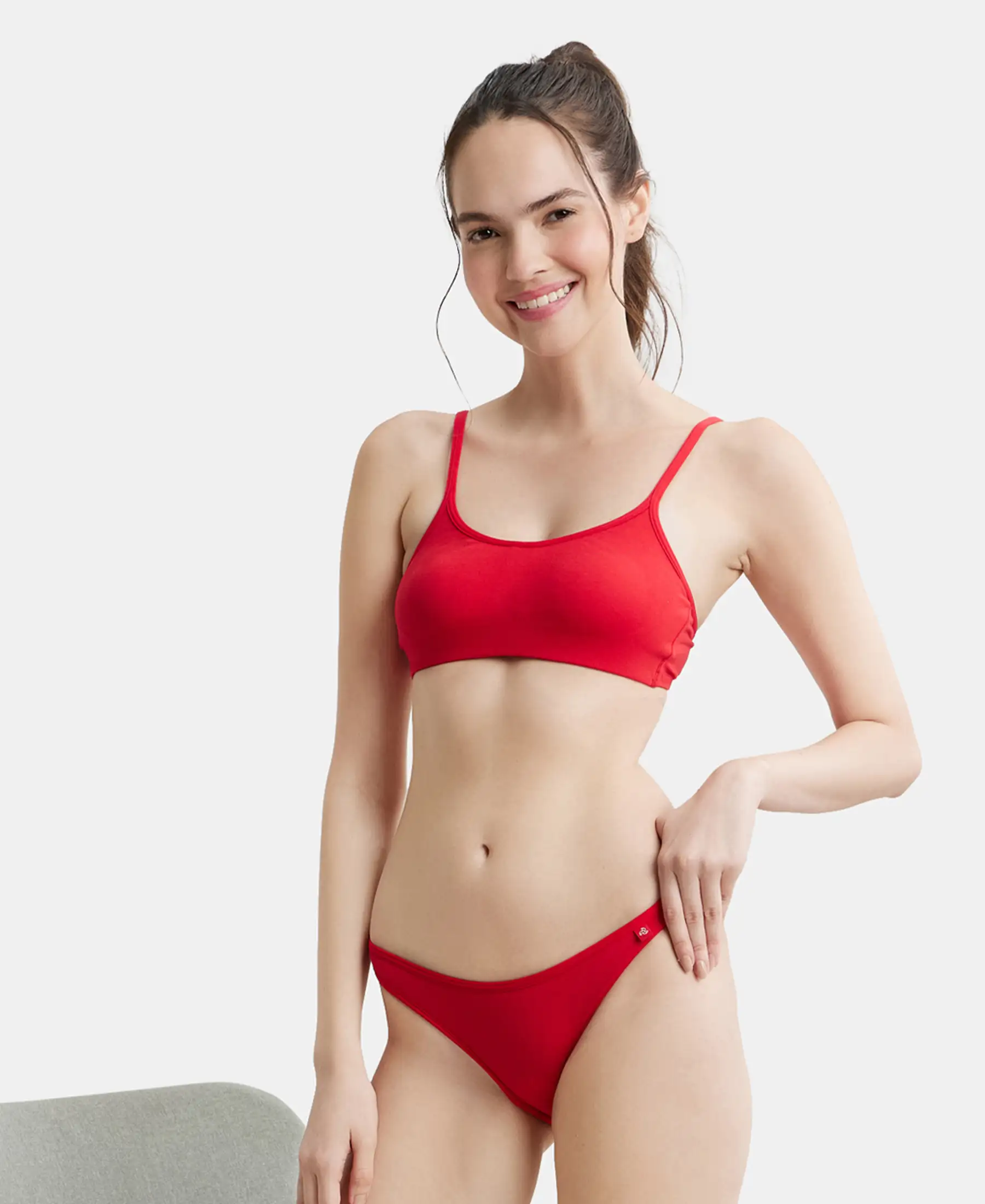 Pack of 2 Super Combed Cotton Elastane Stretch Low Waist Bikini With Concealed Waistband and StayFresh Treatment - Black & Sangria Red - Image 9