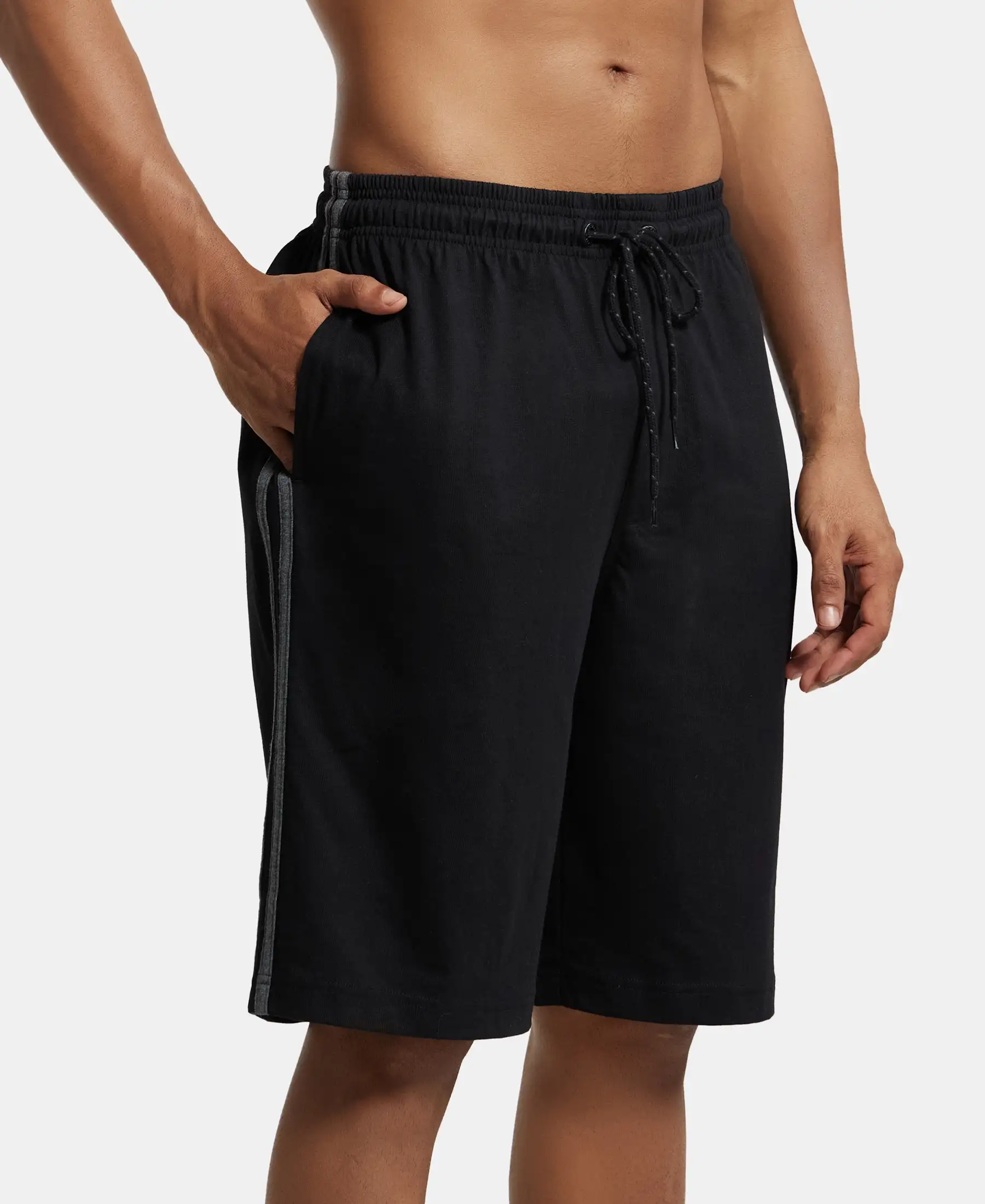 Pack of 2 Super Combed Cotton Rich Regular Fit Shorts with Side Pockets - Black & Performance Grey - Image 8