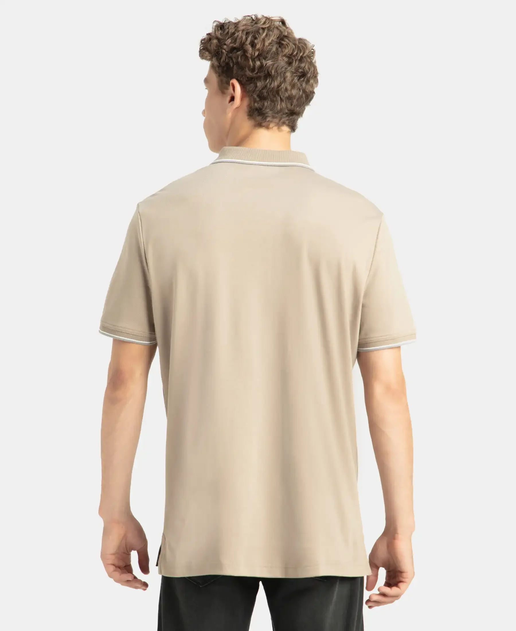 Pack of 2 Super Combed Cotton Rich Solid Half Sleeve Polo T-Shirt - Desert Taupe & Iceberg Green - Image 8