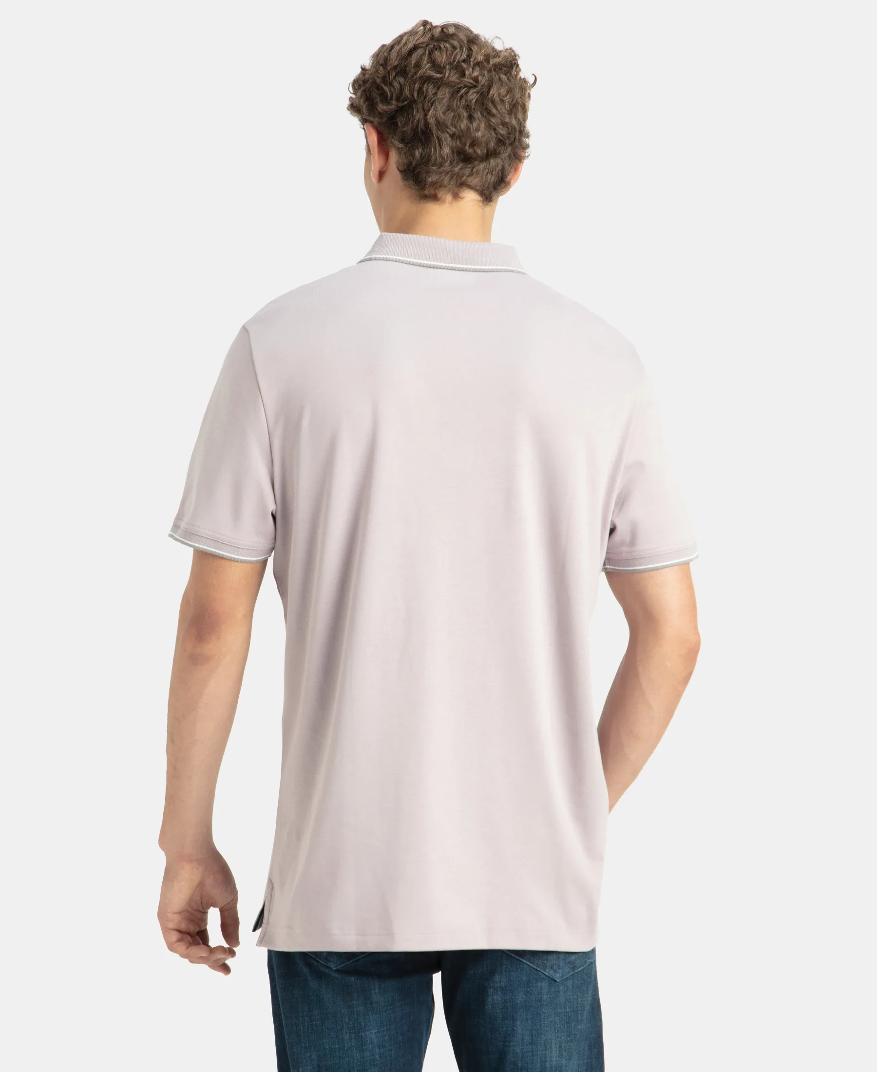 Super Combed Cotton Rich Solid Half Sleeve Polo T-Shirt - Nirvana - Image 3