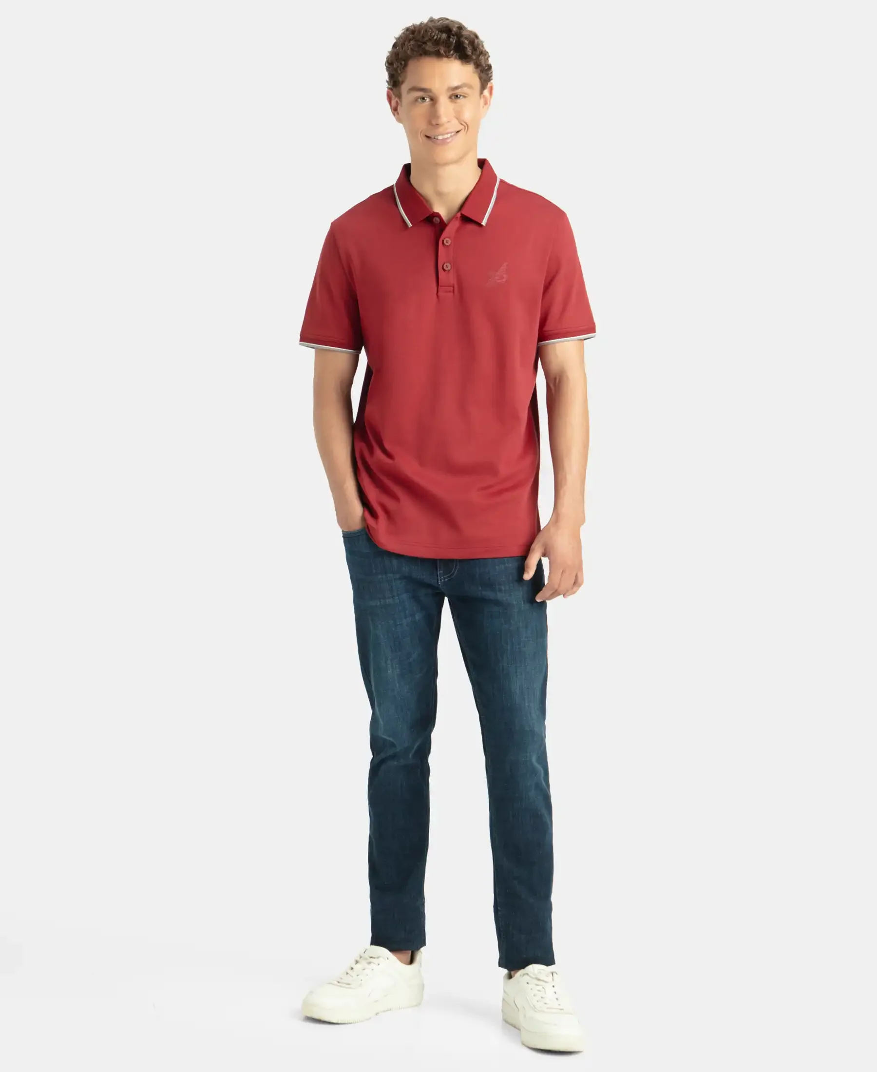 Pack of 2 Super Combed Cotton Rich Solid Half Sleeve Polo T-Shirt - Nirvana & Sundried Tomato - Image 4