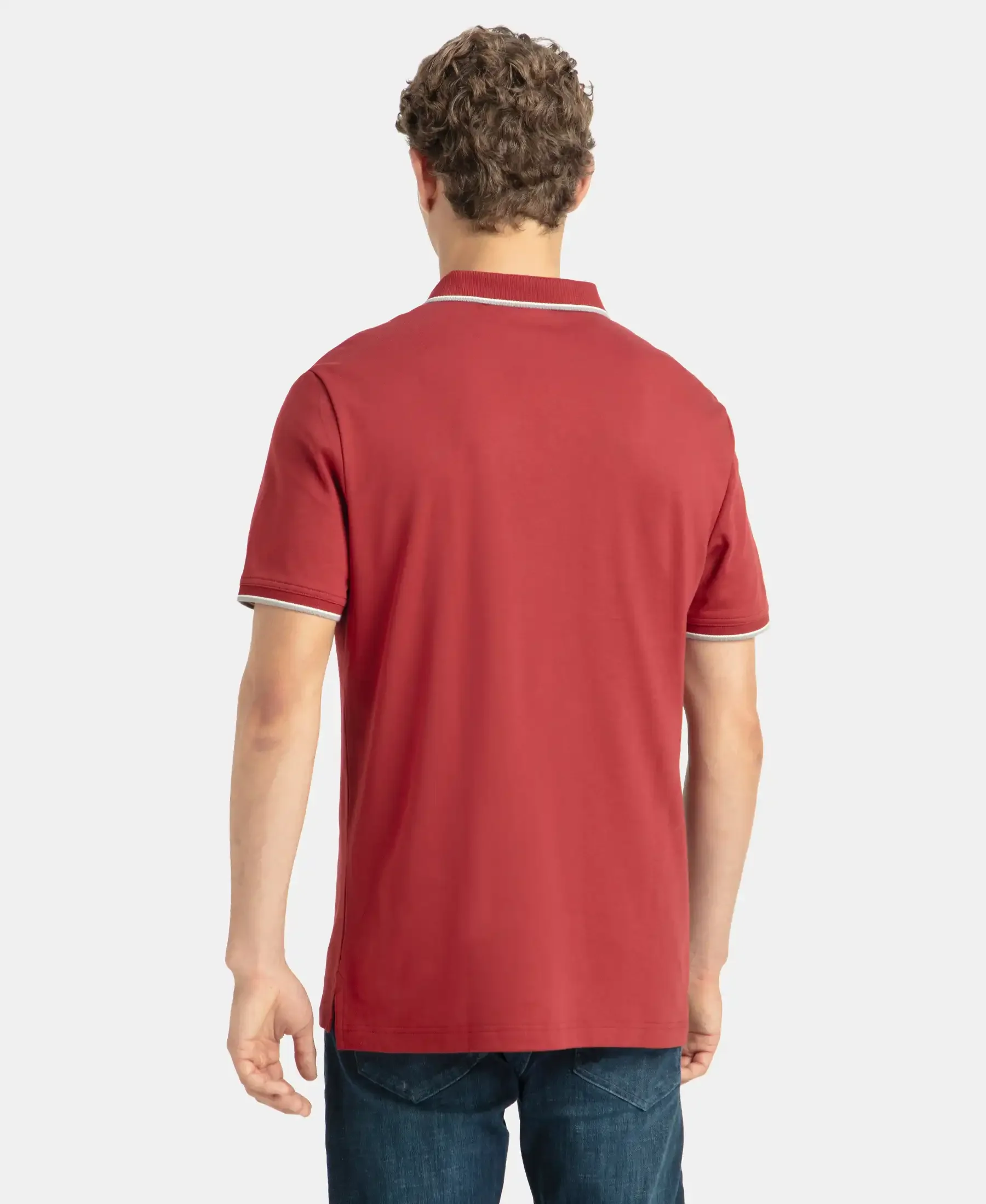 Pack of 2 Super Combed Cotton Rich Solid Half Sleeve Polo T-Shirt - Nirvana & Sundried Tomato - Image 7