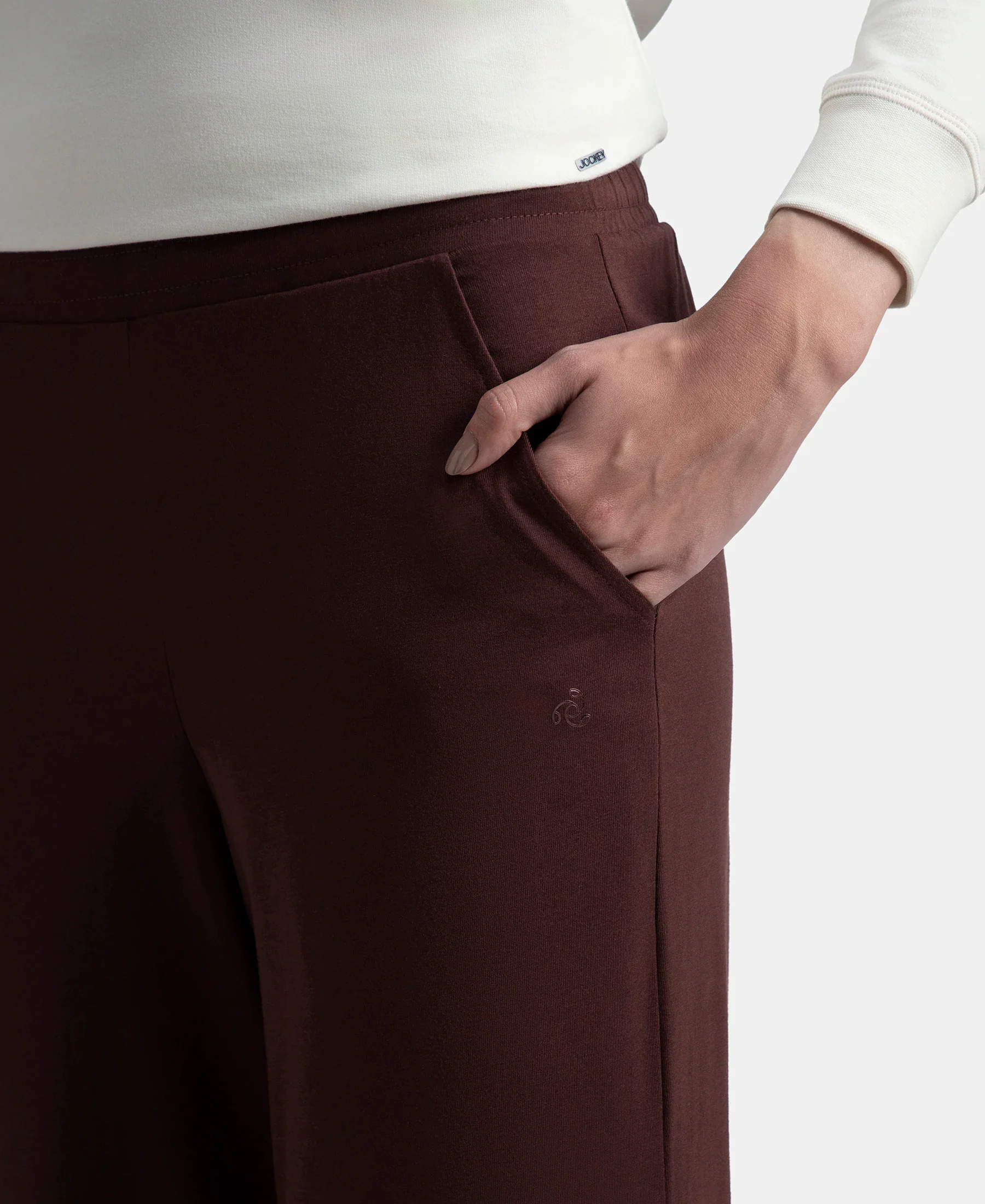 Pack of 2 Super Combed Cotton Rich Straight Fit Wide Leg Pants - Black & Puce - Image 9