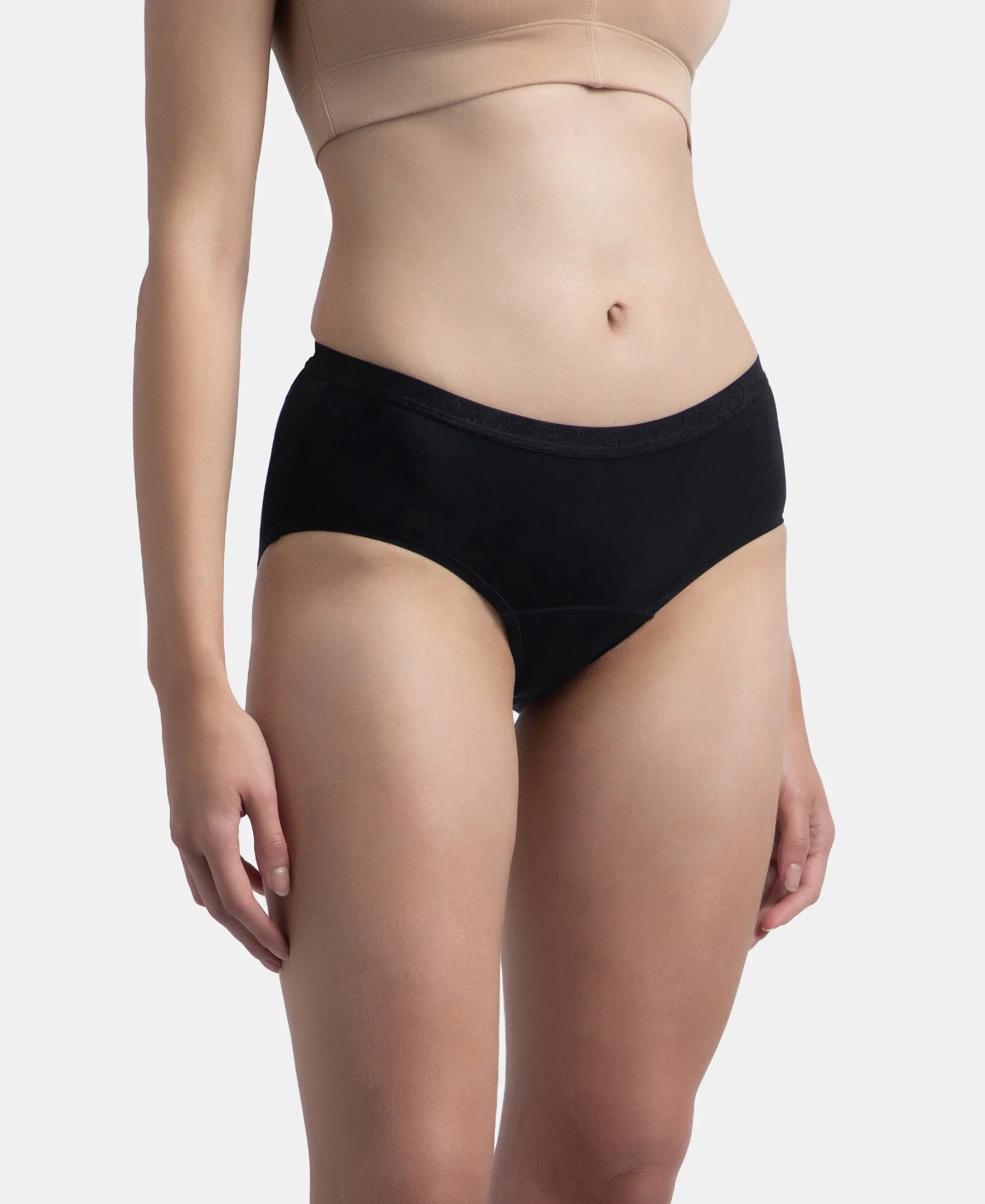 Pack of 2 Tactel Microfiber Elastane Stretch Period Panty with Leak Proof Inner Absorbent Layer and StayFresh Treatment - Anemone & Black - Image 3