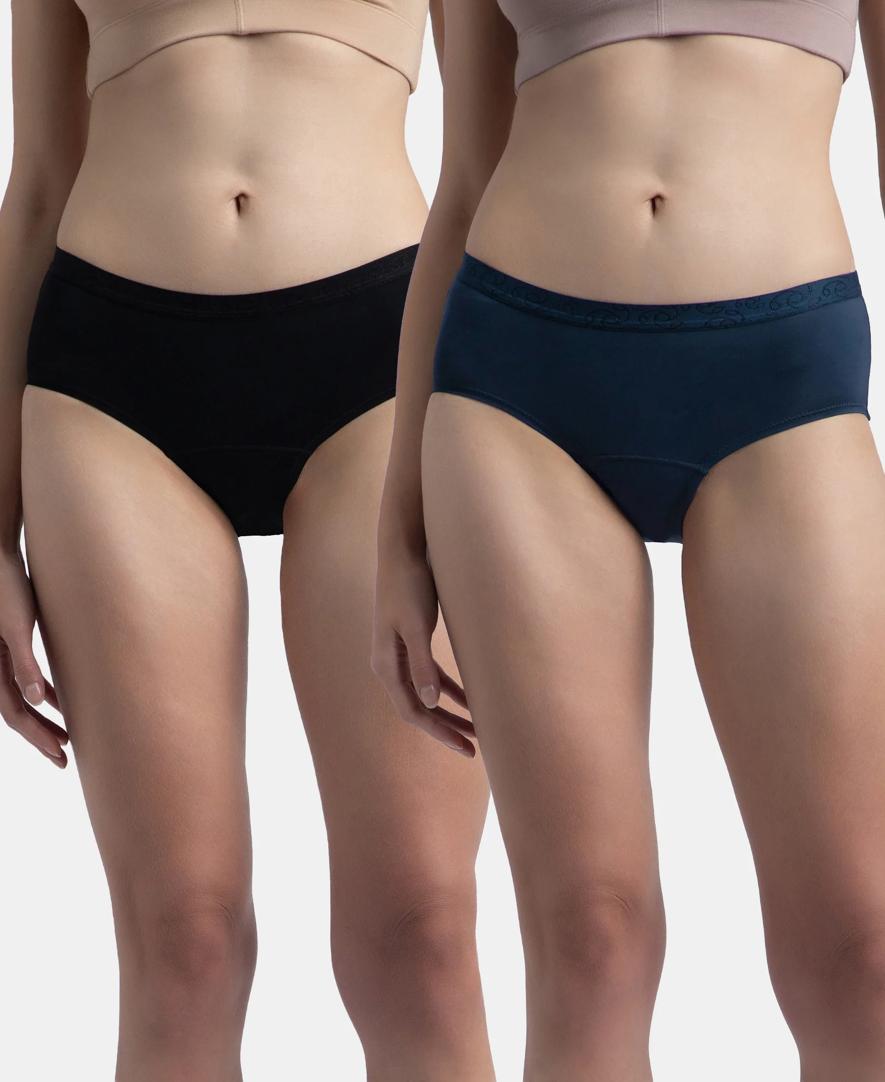 Pack of 2 Tactel Microfiber Elastane Stretch Period Panty with Leak Proof Inner Absorbent Layer and StayFresh Treatment - Black & Navy - Image 5