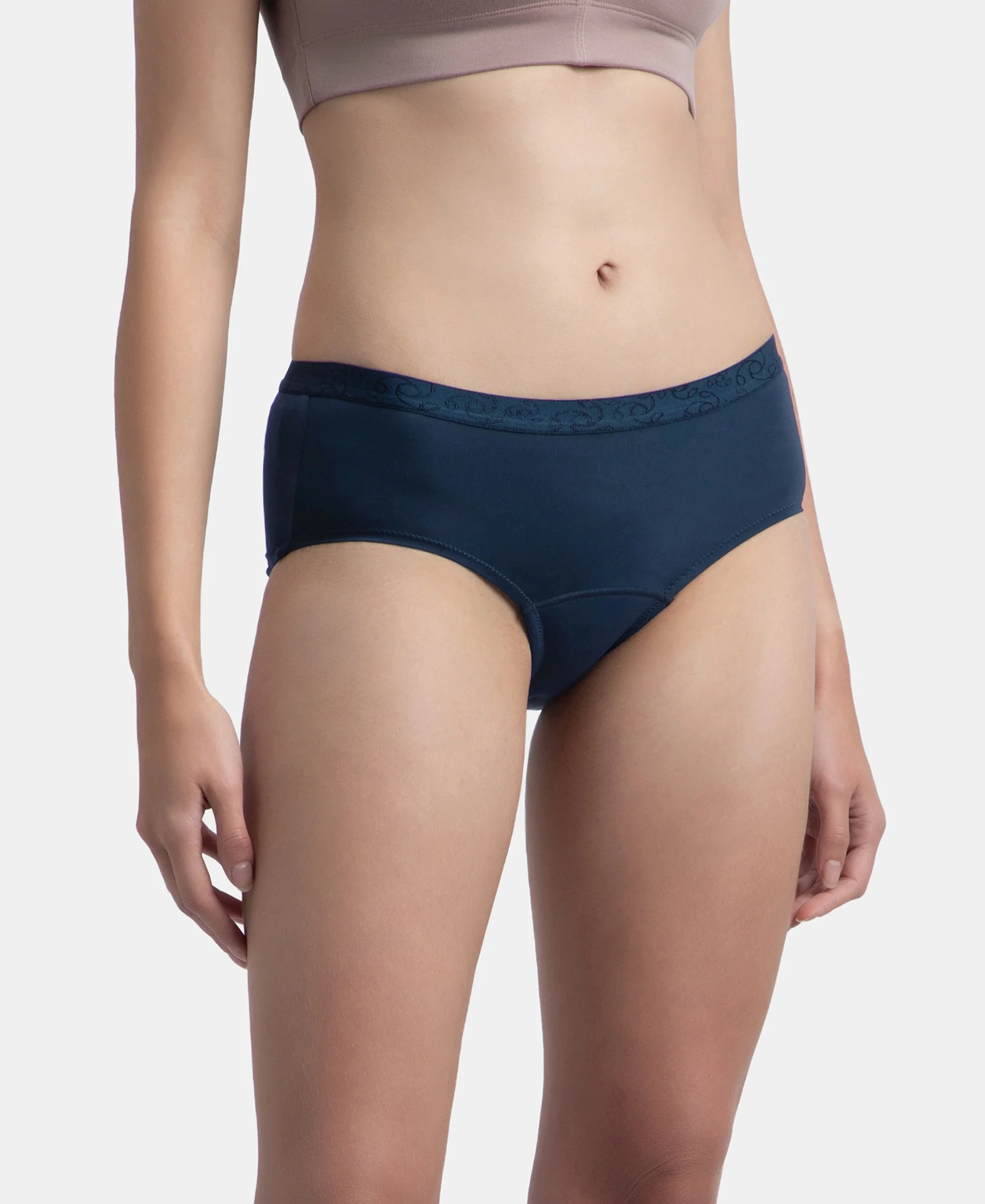Pack of 2 Tactel Microfiber Elastane Stretch Period Panty with Leak Proof Inner Absorbent Layer and StayFresh Treatment - Black & Navy - Image 7
