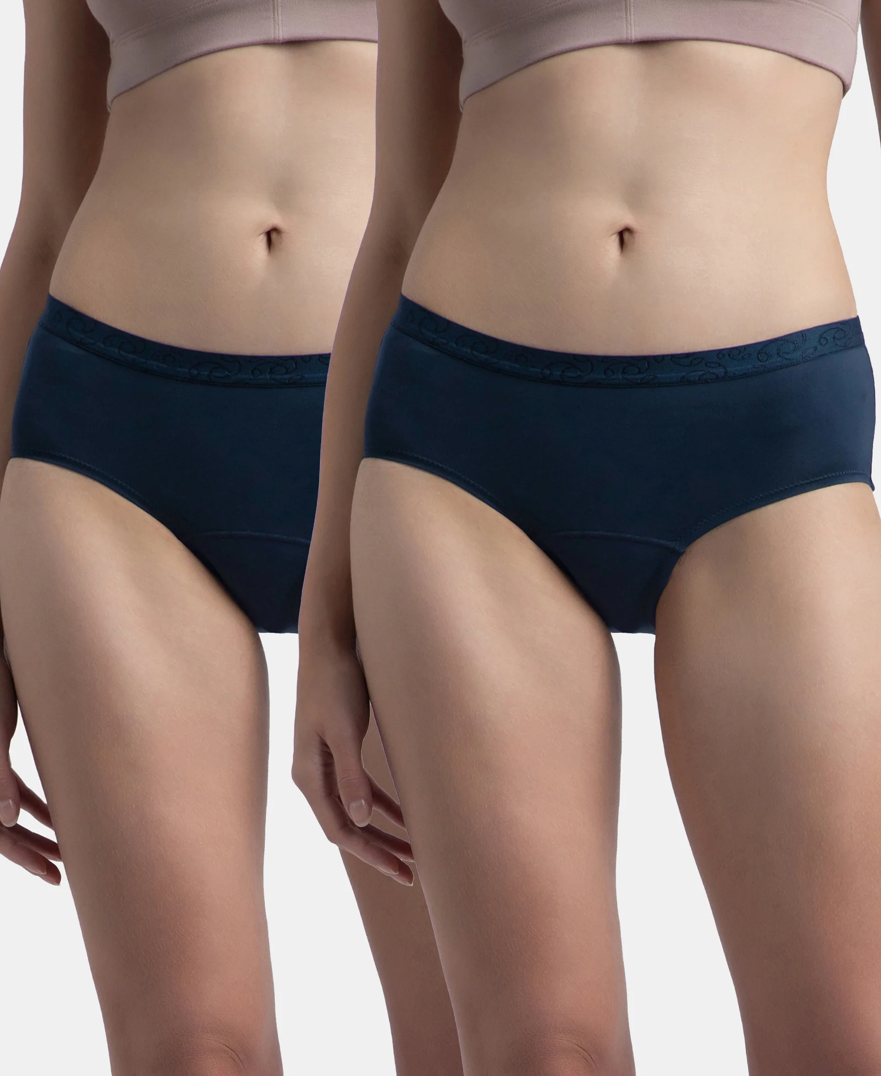 Pack of 2 Tactel Microfiber Elastane Stretch Period Panty with Leak Proof Inner Absorbent Layer and StayFresh Treatment - Navy - Image 5