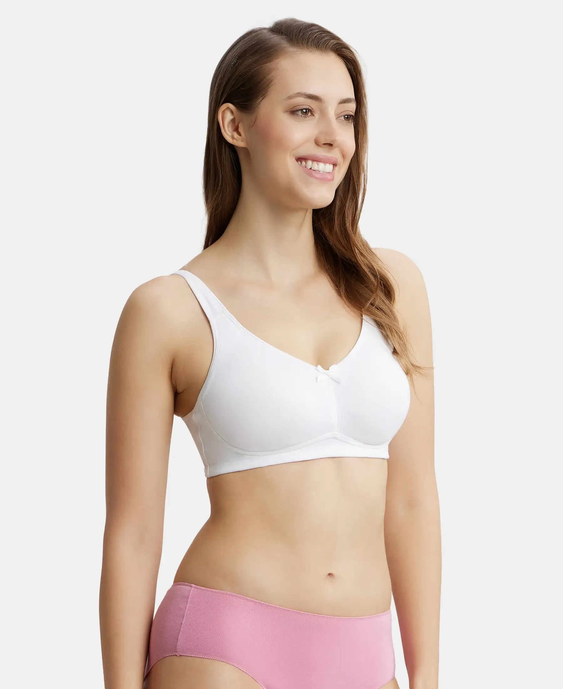 Pack of 2 Wirefree Non Padded Super Combed Cotton Elastane Stretch Full Coverage Everyday Bra with Concealed Shaper Panel - Black & White - Image 6