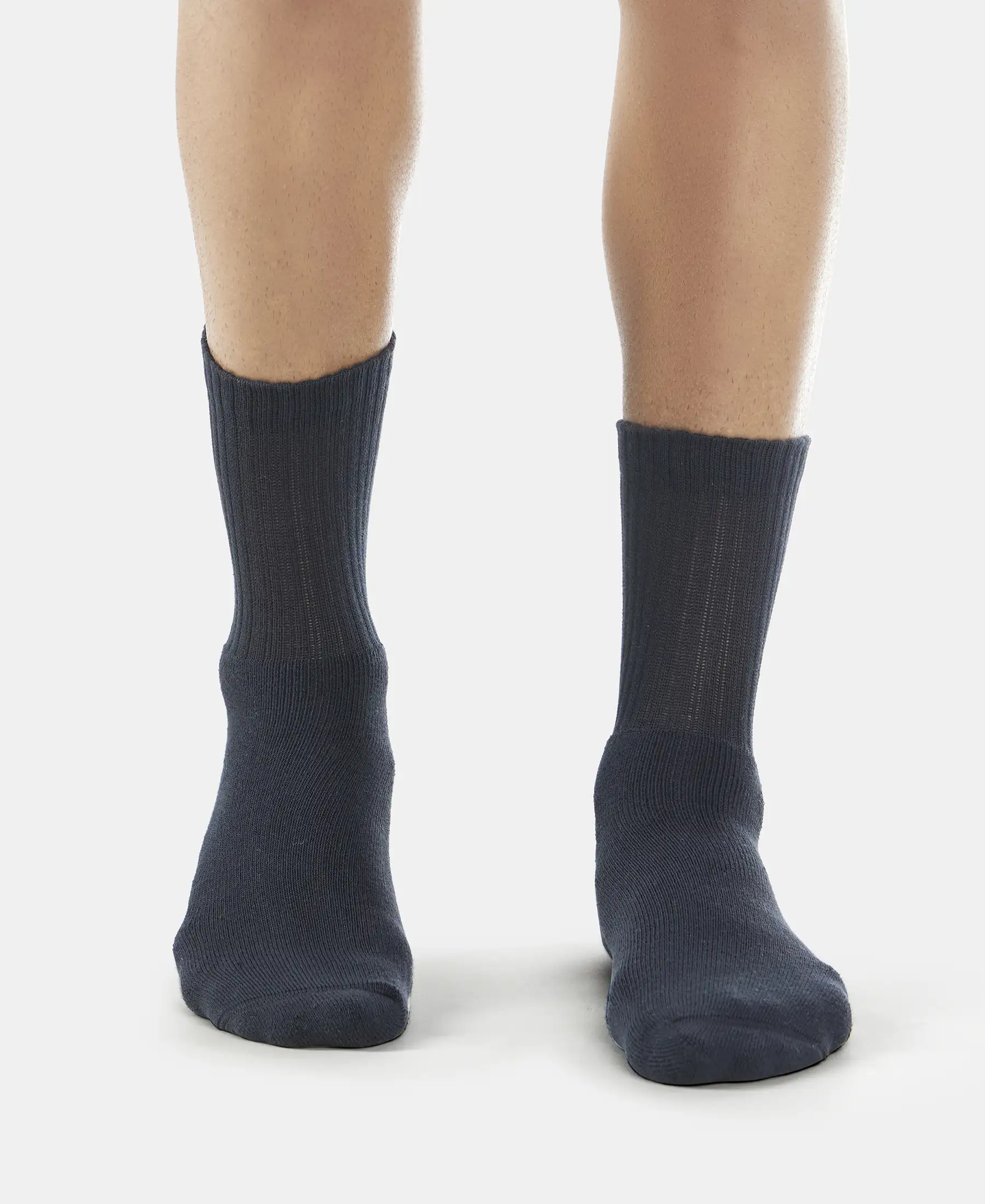 Pack of 6 Compact Cotton Terry Crew Length Socks With StayFresh Treatment - Black, Navy, Midgrey & Charcoal Melange - Image 2