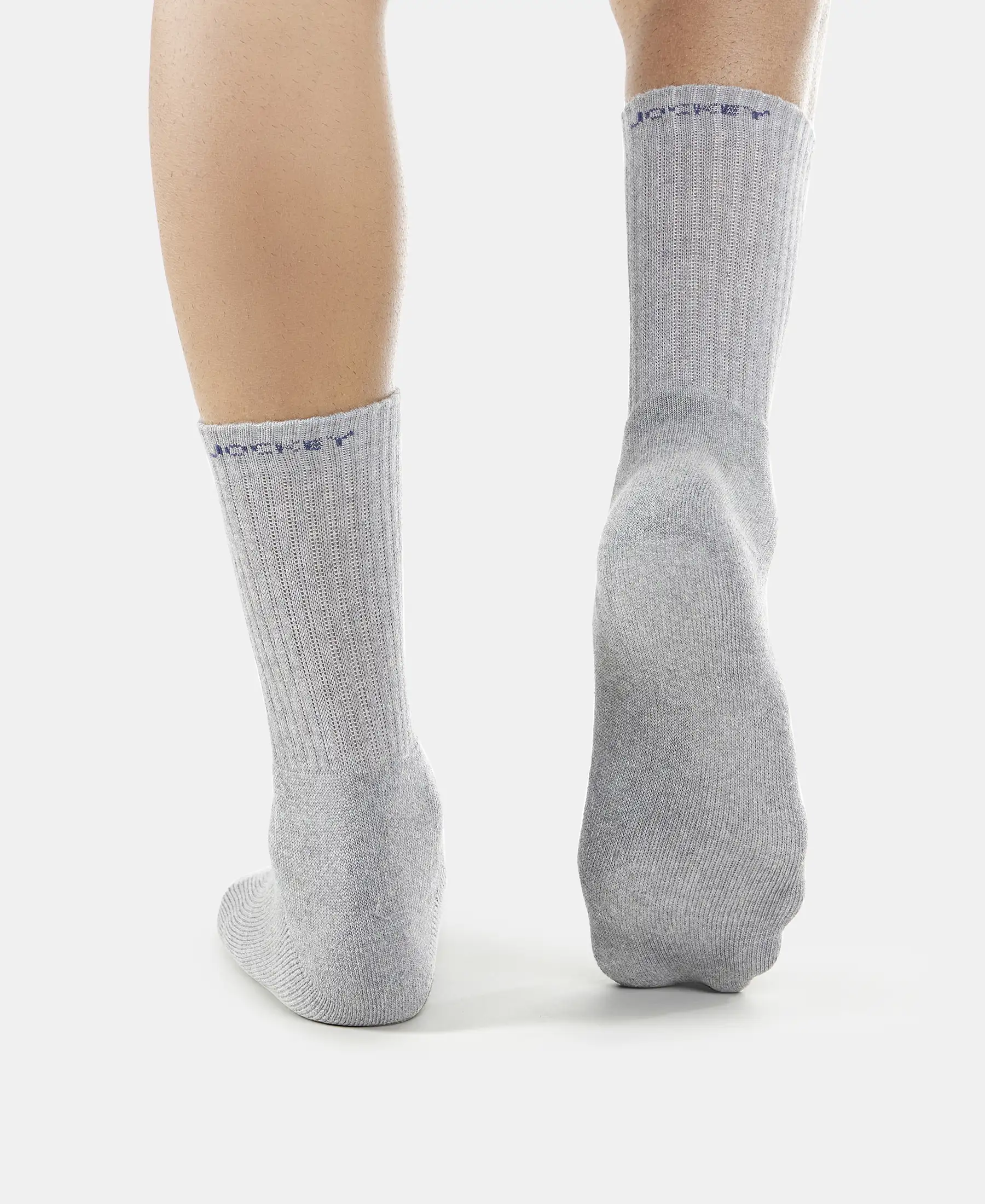 Pack of 6 Compact Cotton Terry Crew Length Socks With StayFresh Treatment - Black, Navy, Midgrey & Charcoal Melange - Image 3