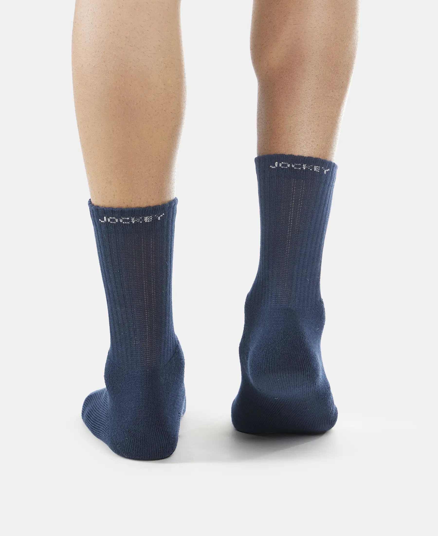 Pack of 6 Compact Cotton Terry Crew Length Socks With StayFresh Treatment - Black, Navy, Midgrey & Charcoal Melange - Image 4